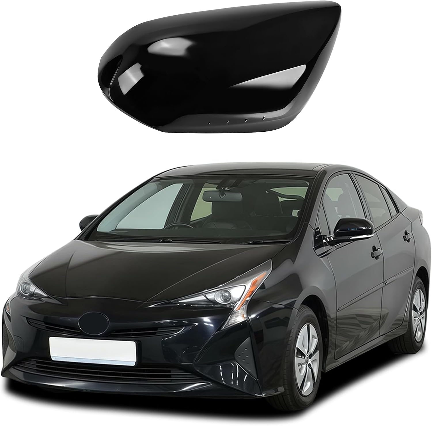 Covelta Left Driver Side Mirror Cover Replacement for 2016-2021 Toyota Prius（Black）