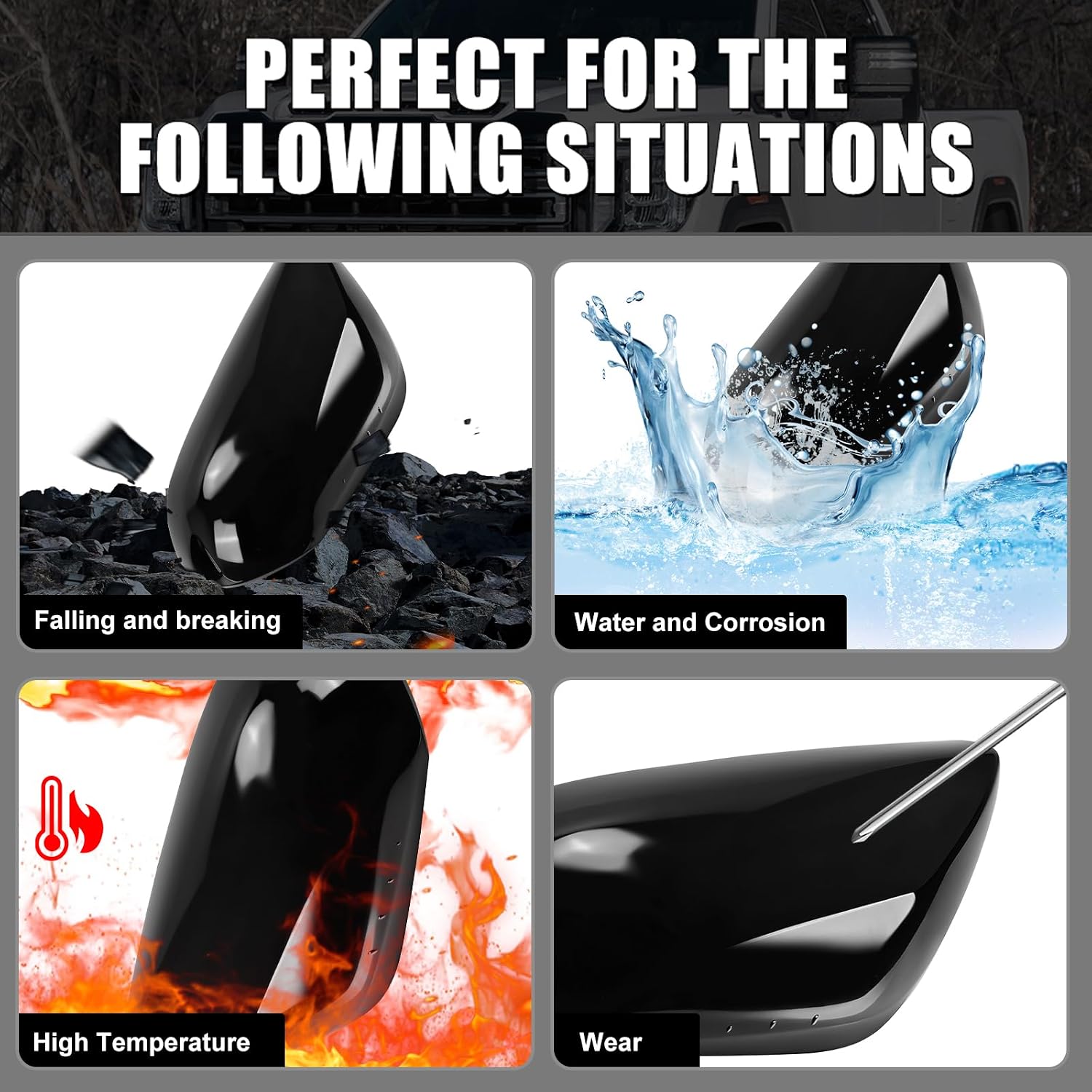 Covelta Left Driver Side Mirror Cover Replacement for 2016-2021 Toyota Prius（Black）