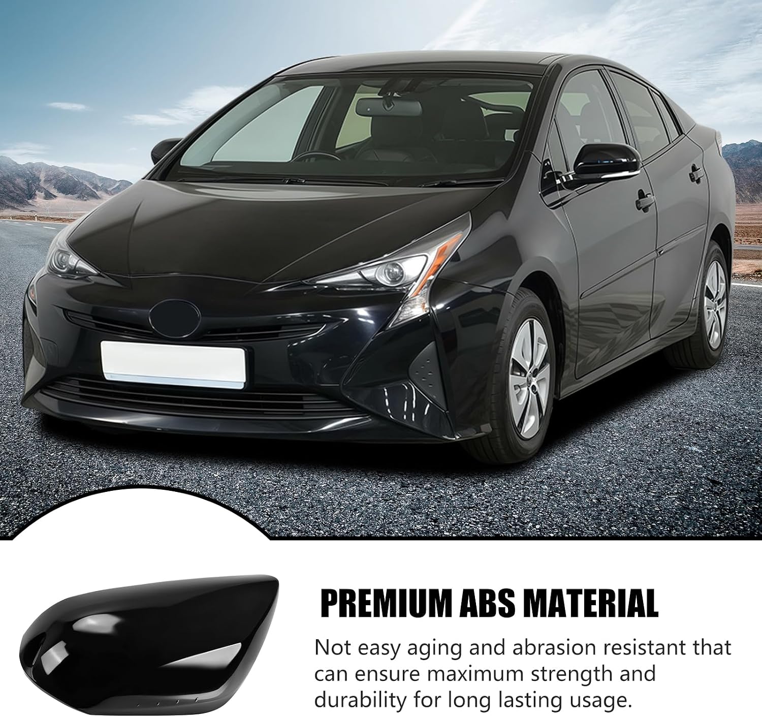 Covelta Left Driver Side Mirror Cover Replacement for 2016-2021 Toyota Prius（Black）