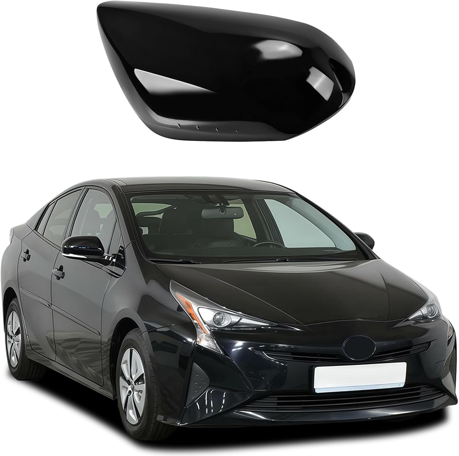 Covelta Right Passenger Side Mirror Cover Replacement for 2016-2021 Toyota Prius（Black）