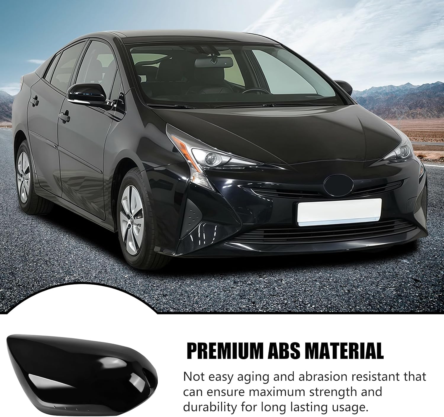 Covelta Right Passenger Side Mirror Cover Replacement for 2016-2021 Toyota Prius（Black）