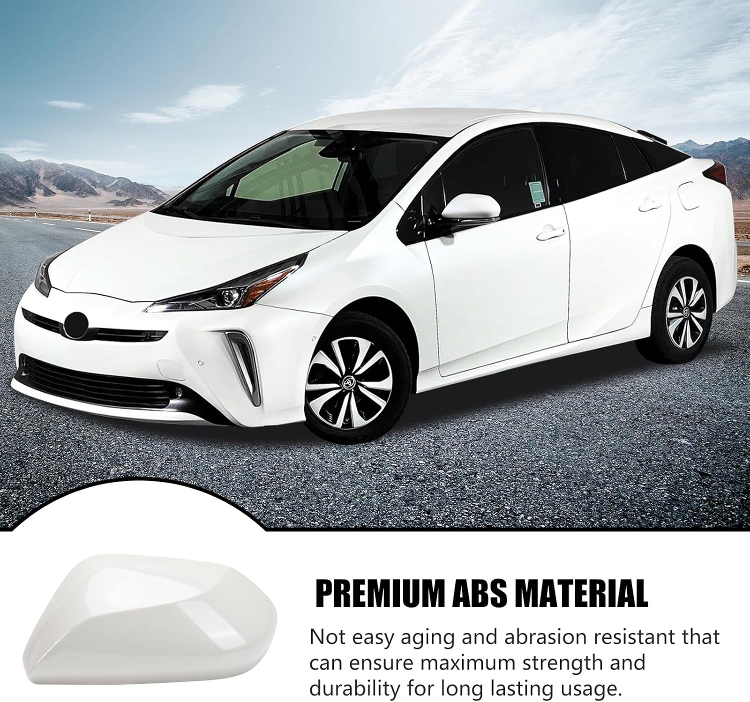 Covelta Left Driver Side Mirror Cover Replacement for 2016-2021 Toyota Prius（White）