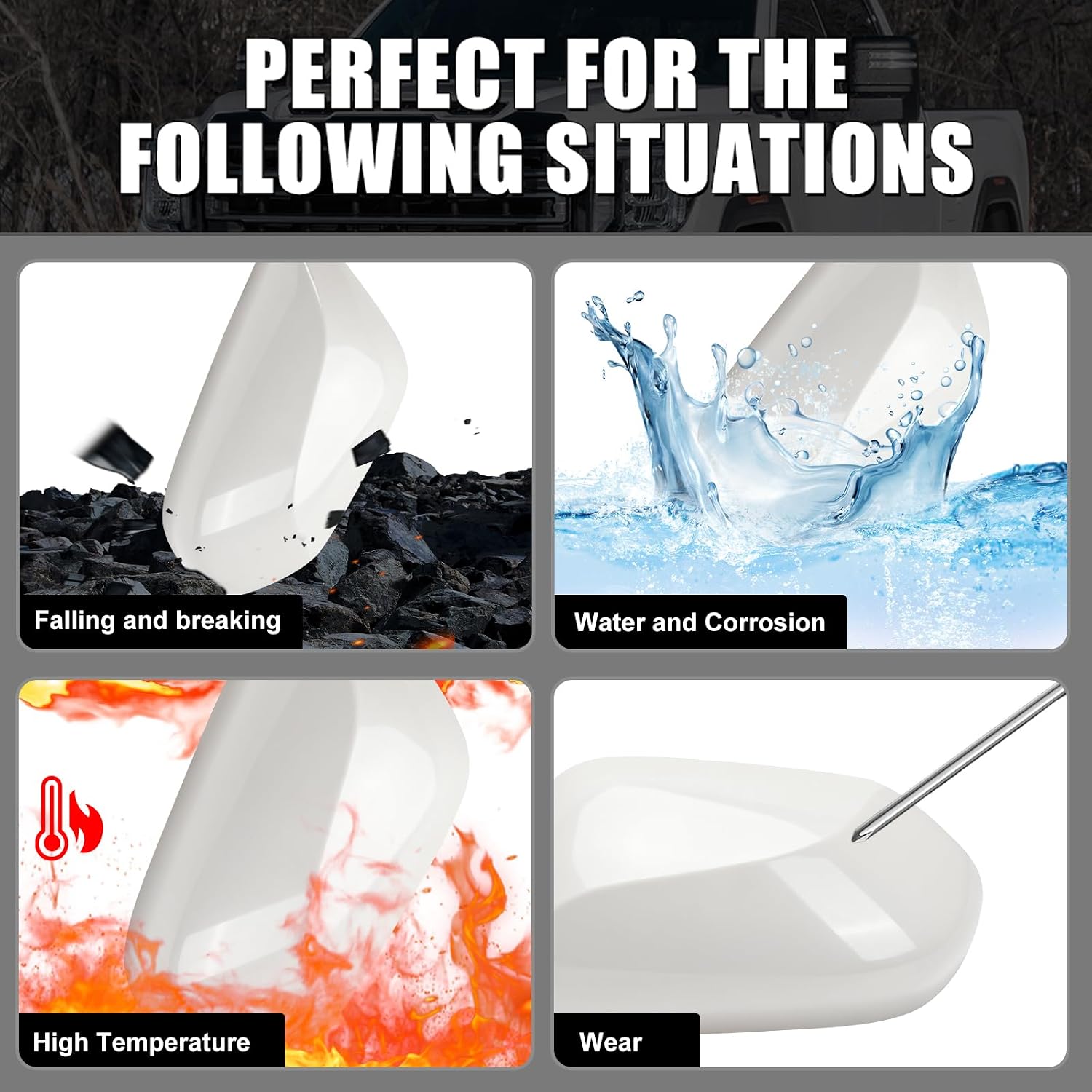 Covelta Left Driver Side Mirror Cover Replacement for 2016-2021 Toyota Prius（White）