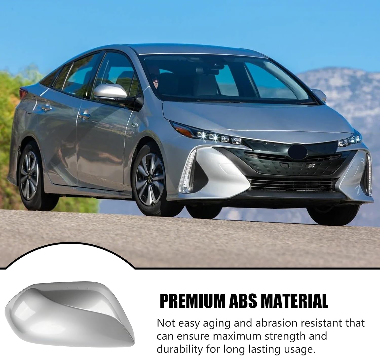 Covelta Right Passenger Side Mirror Cover Replacement for 2016-2021 Toyota Prius（Gray）