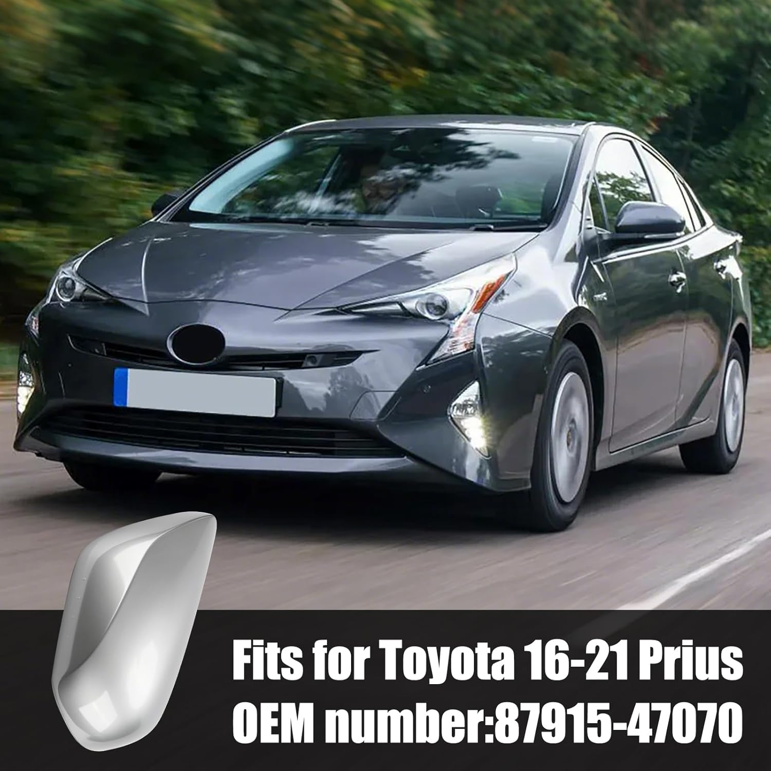 Covelta Left Driver Side Mirror Cover Replacement for 2016-2021 Toyota Prius（Gray）
