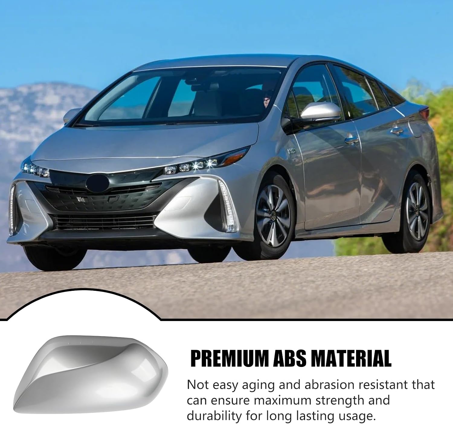 Covelta Left Driver Side Mirror Cover Replacement for 2016-2021 Toyota Prius（Gray）