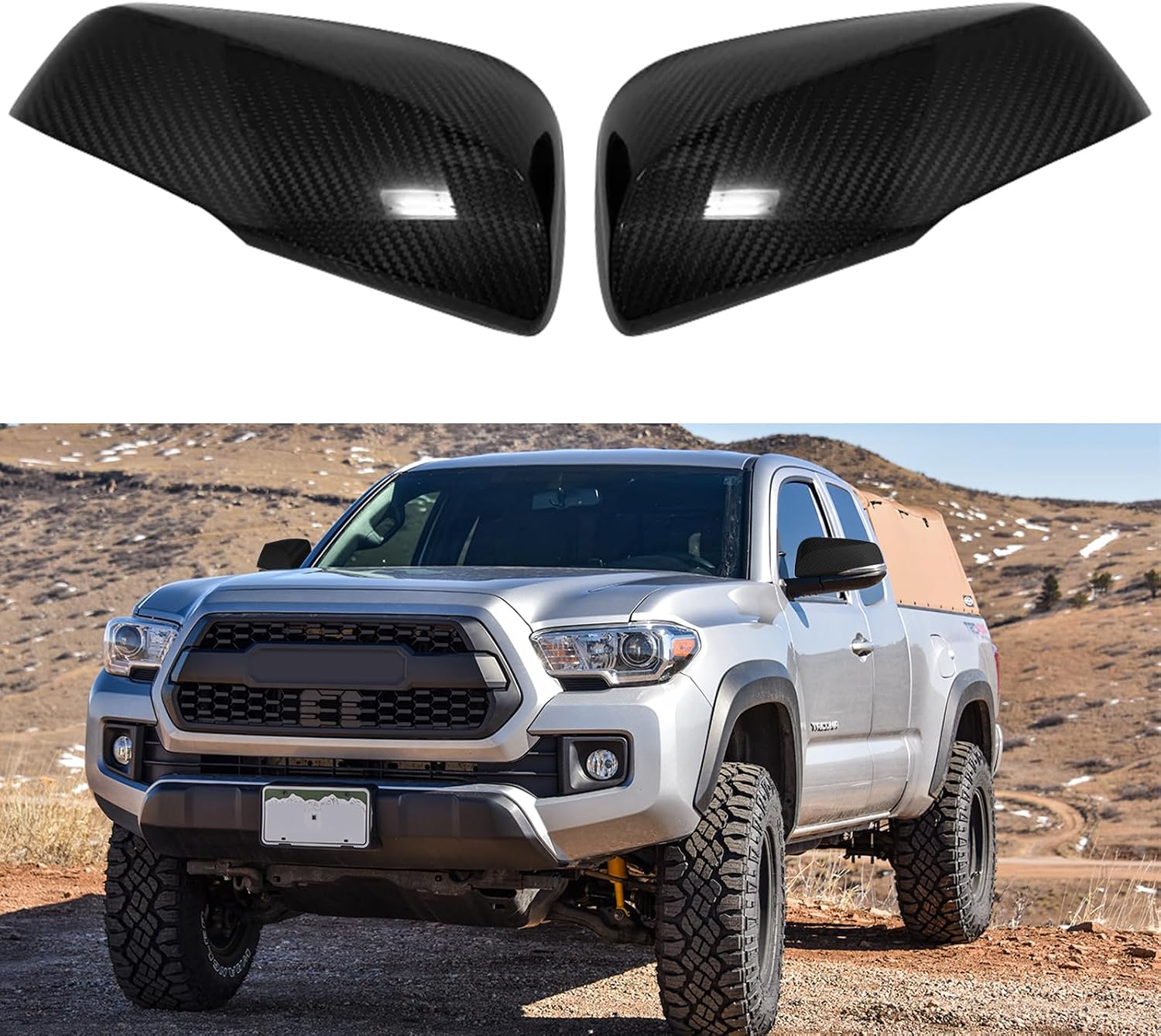 Covelta Mirror Cover Caps Replacement for 2016-2023 Toyota Tacoma with Turn Signal（Carbon Fiber ）