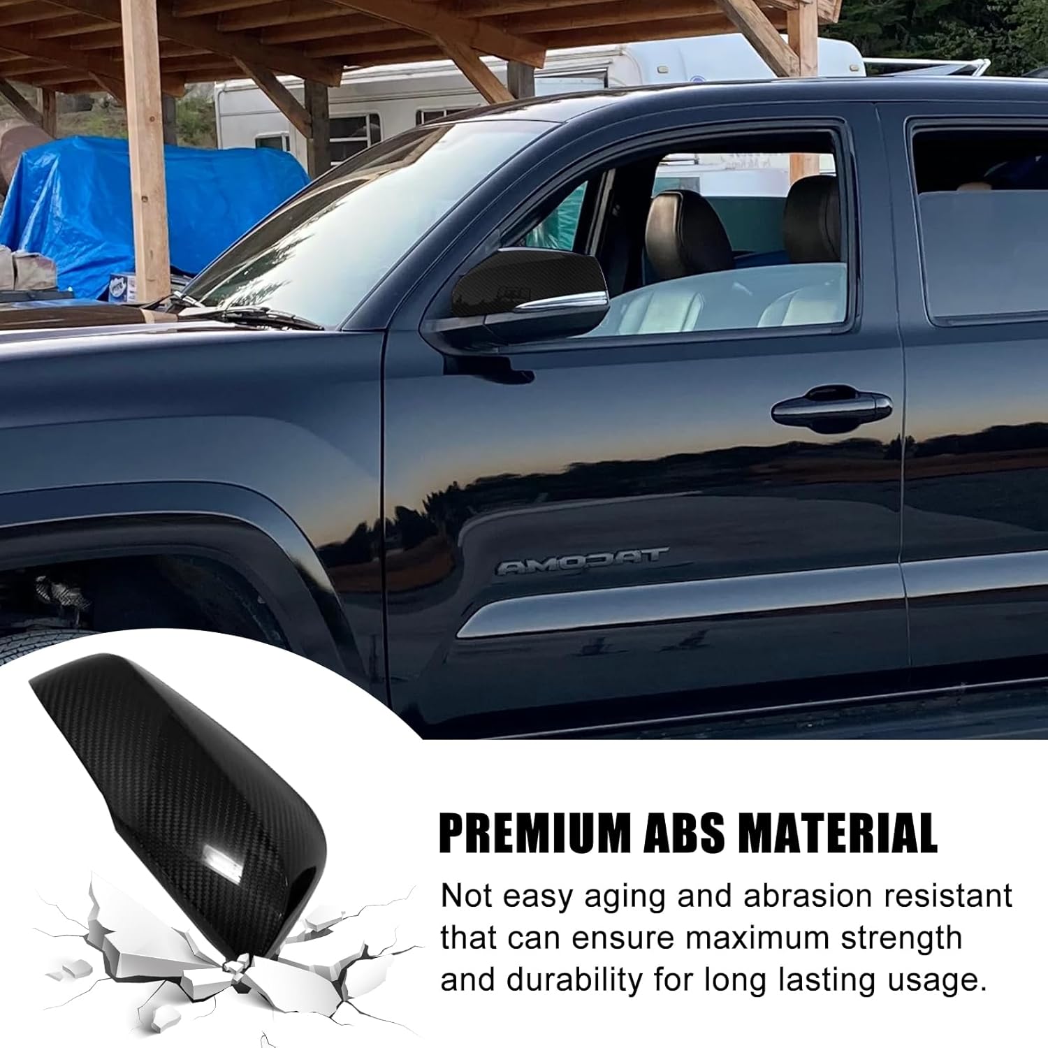 Covelta Mirror Cover Caps Replacement for 2016-2023 Toyota Tacoma with Turn Signal（Carbon Fiber ）