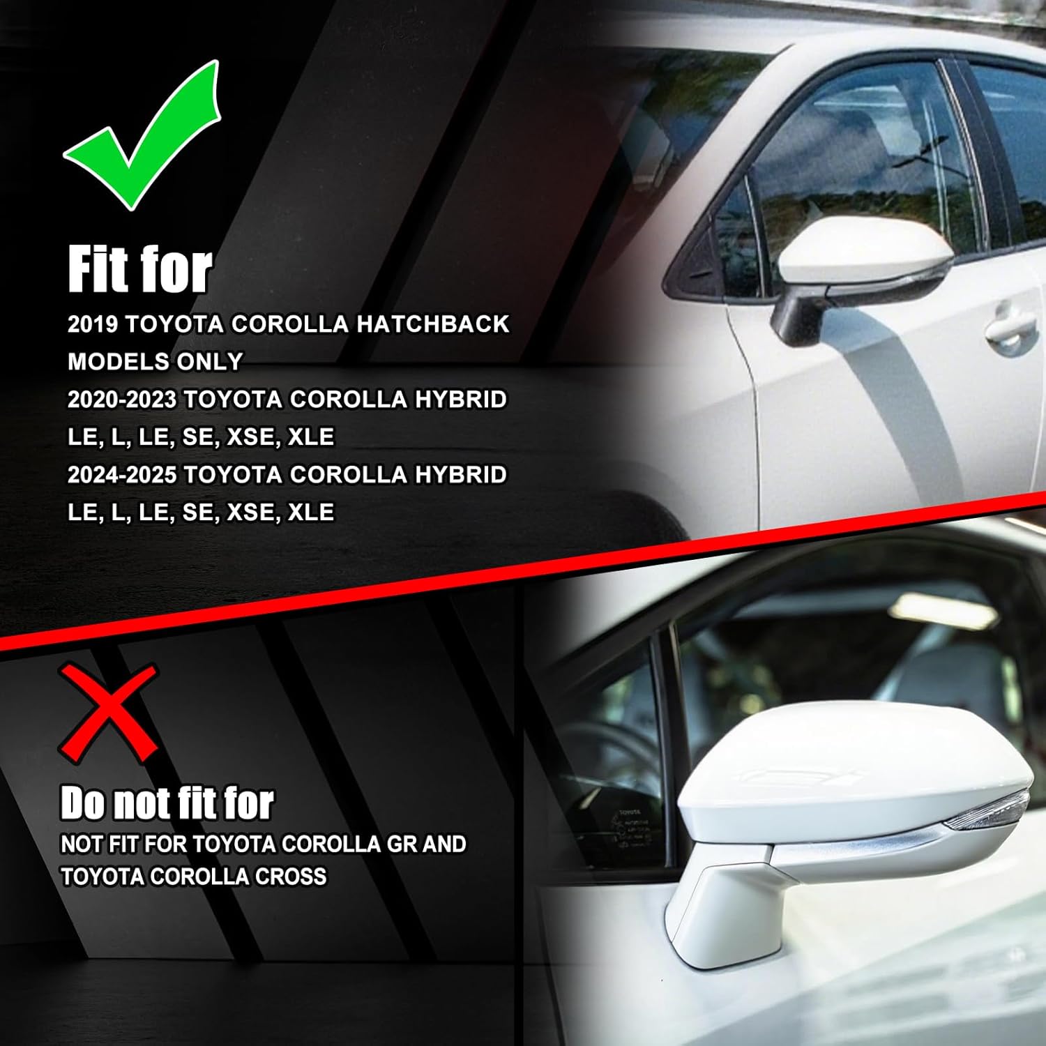 [Copy]Covelta Left Driver Side Mirror Cover Replace for 2020-2025 Toyota Corolla（White）