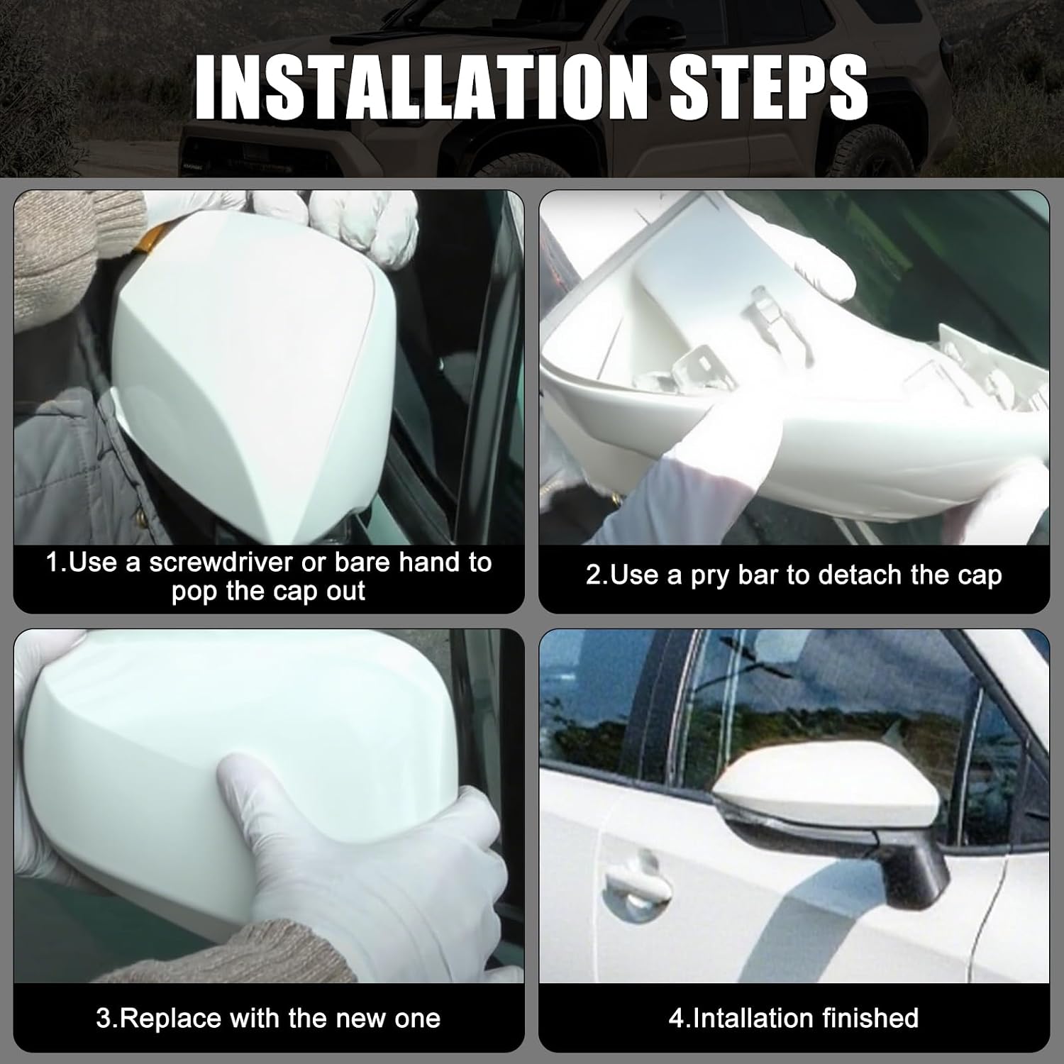 Covelta Right Passenger Side Mirror Cover Replace for 2020-2025 Toyota Corolla（White）