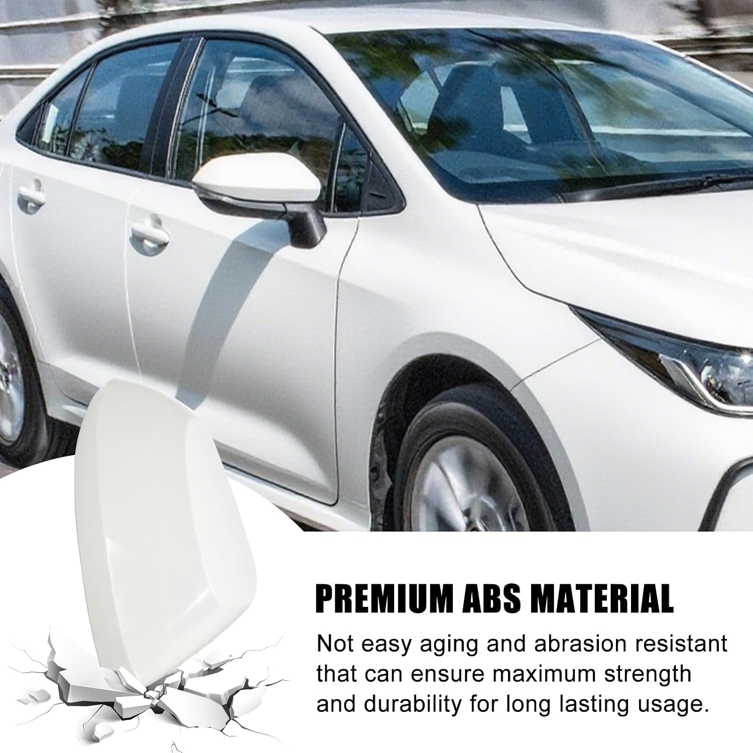Covelta Right Passenger Side Mirror Cover Replace for 2020-2025 Toyota Corolla（White）