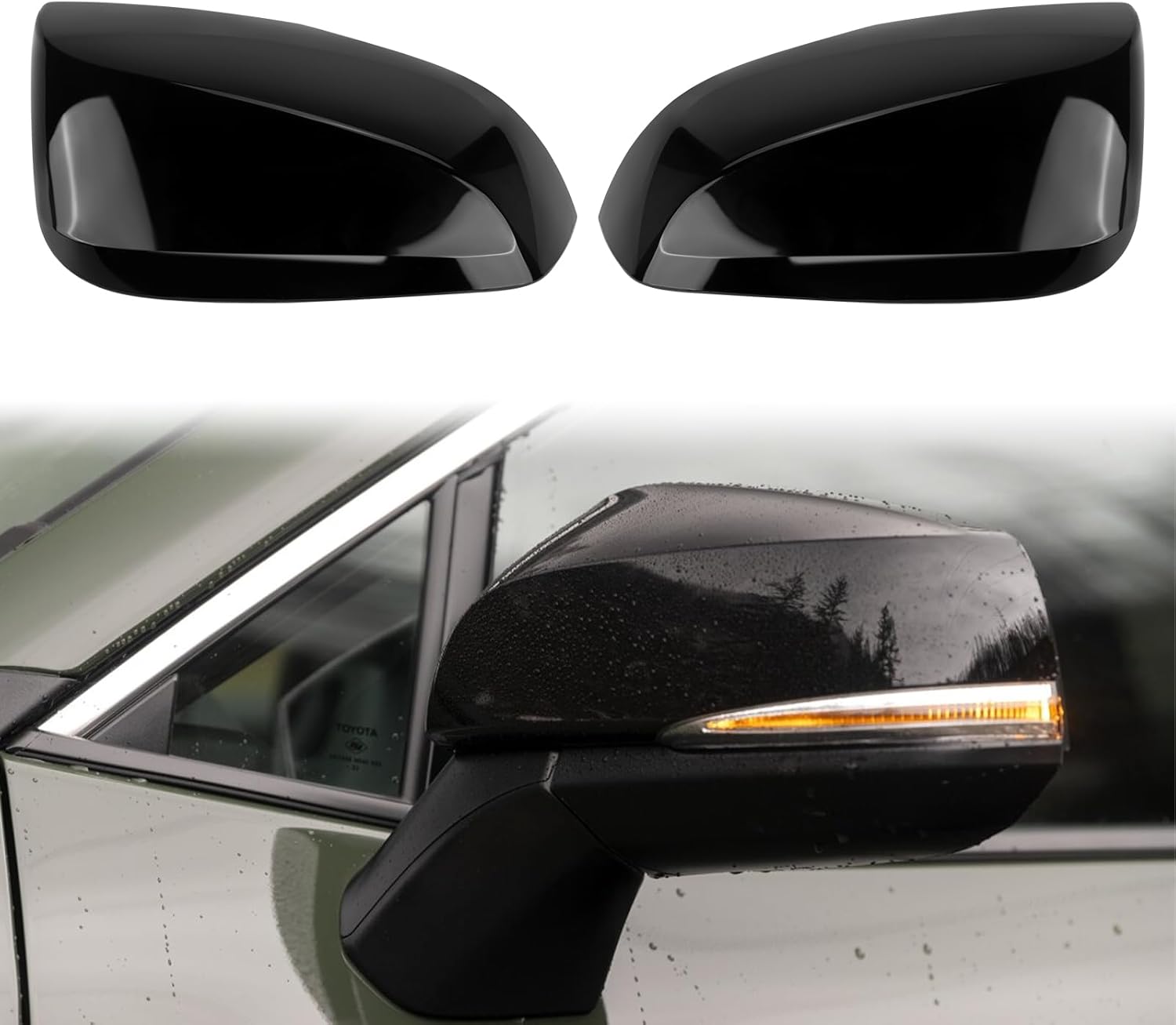 Covelta Mirror Cover Caps Replace for 2019-2025 Toyota RAV4 With Turn Signal Light 