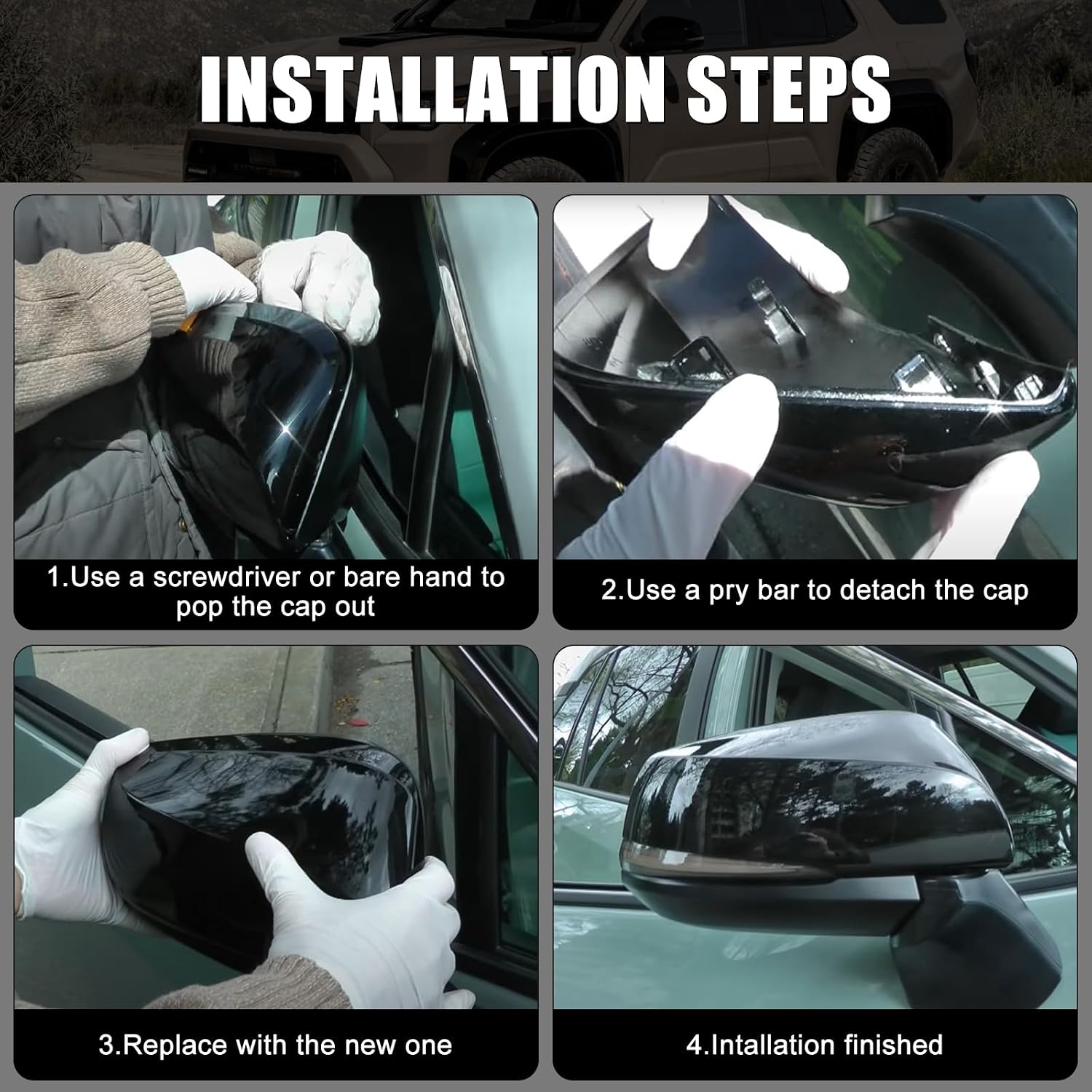 Covelta Mirror Cover Caps Replace for 2019-2025 Toyota RAV4 With Turn Signal Light 