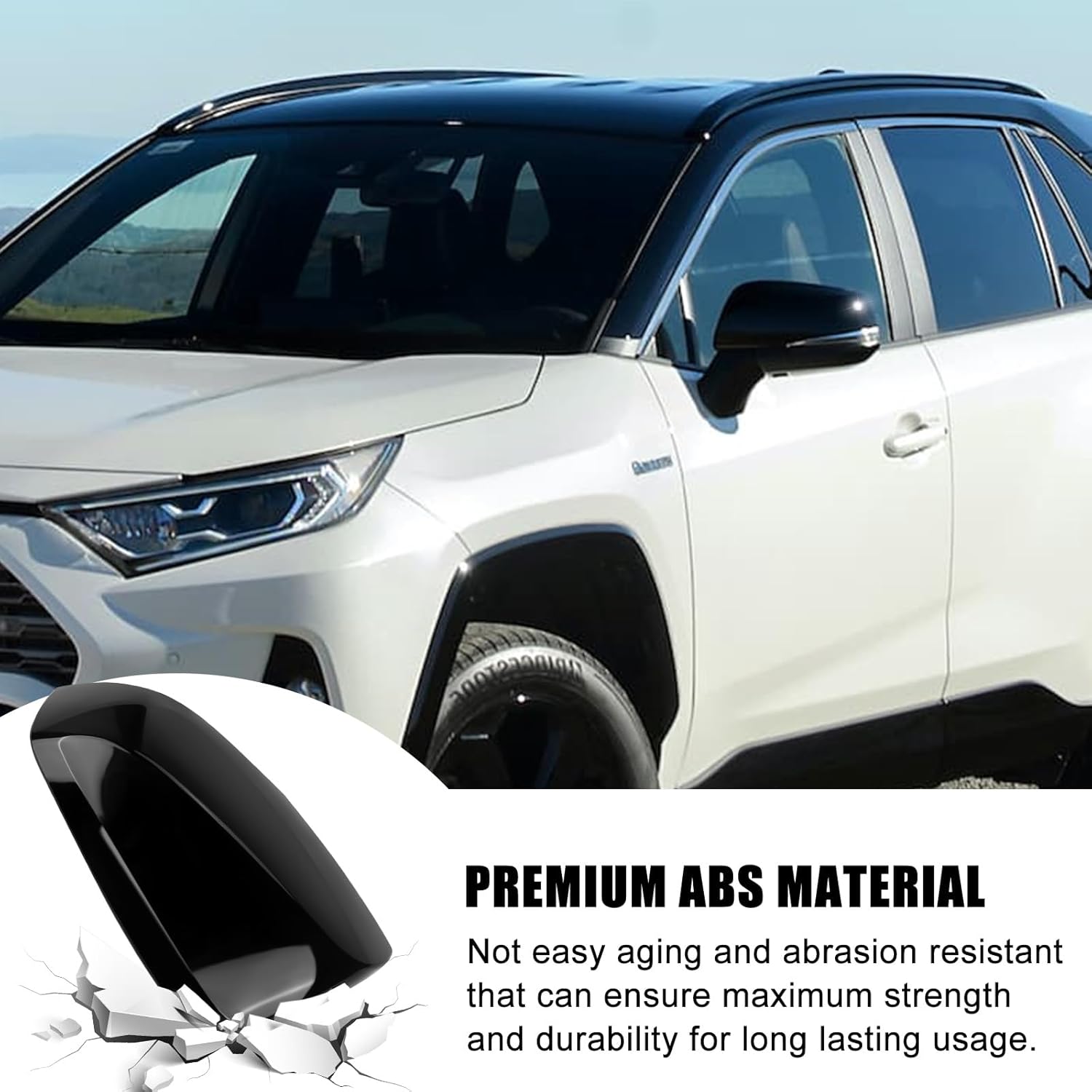 Covelta Left Mirror Cover Caps Replace for 2019-2025 Toyota RAV4 With Turn Signal Light (Black)