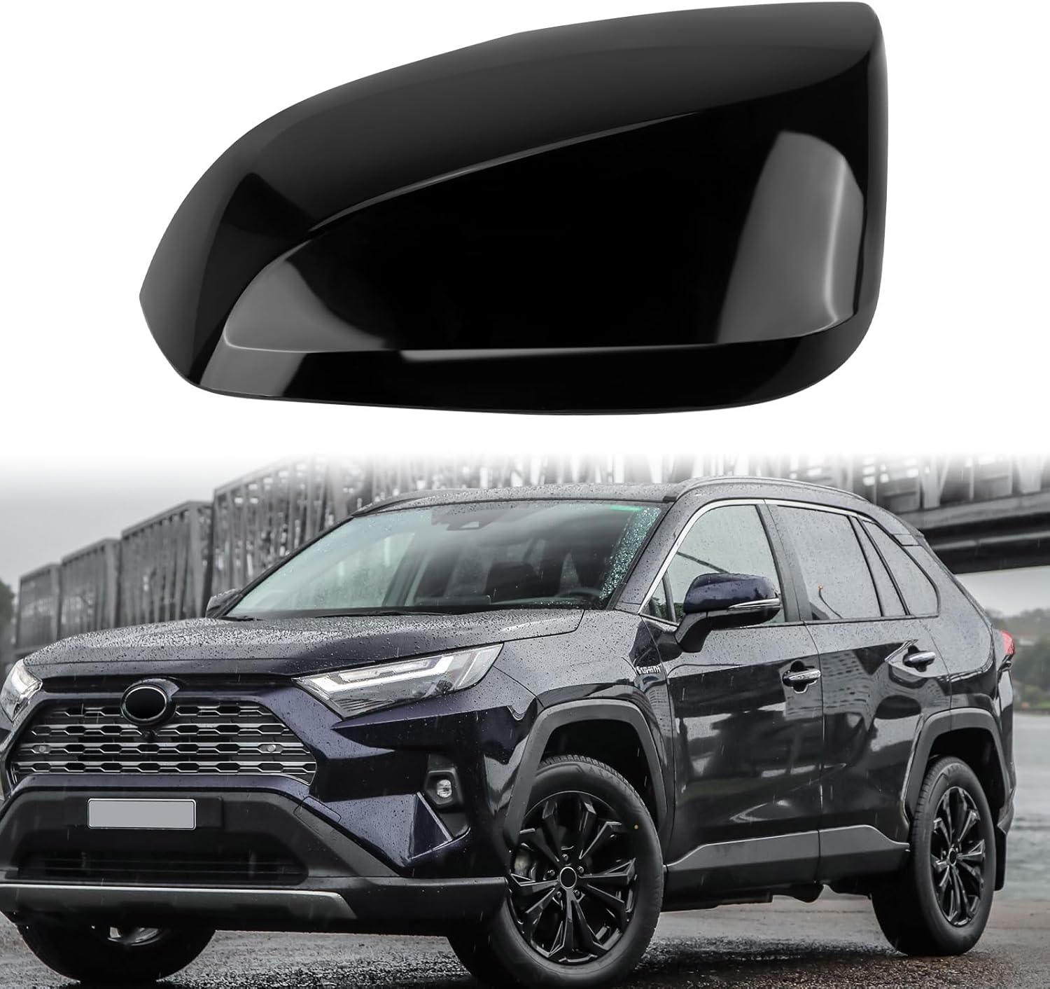 Covelta Left Mirror Cover Caps Replace for 2019-2025 Toyota RAV4 With Turn Signal Light (Black)