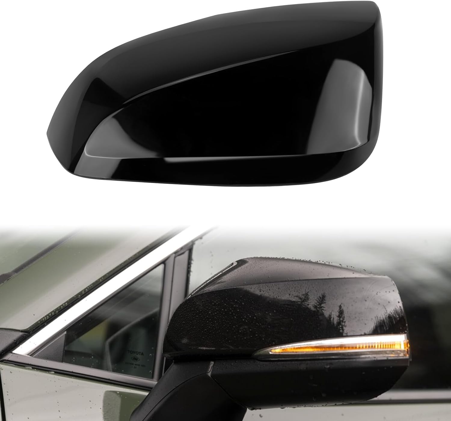 Covelta Left Mirror Cover Caps Replace for 2019-2025 Toyota RAV4 With Turn Signal Light (Black)