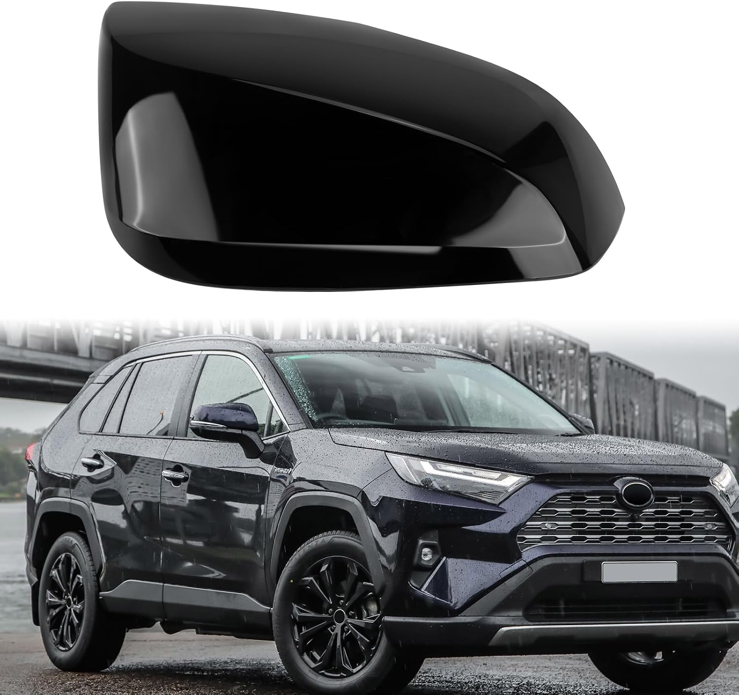 Covelta Right Mirror Cover Caps Replace for 2019-2025 Toyota RAV4 With Turn Signal Light (Black)