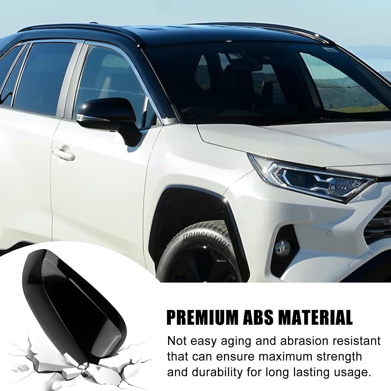 Covelta Right Mirror Cover Caps Replace for 2019-2025 Toyota RAV4 With Turn Signal Light (Black)