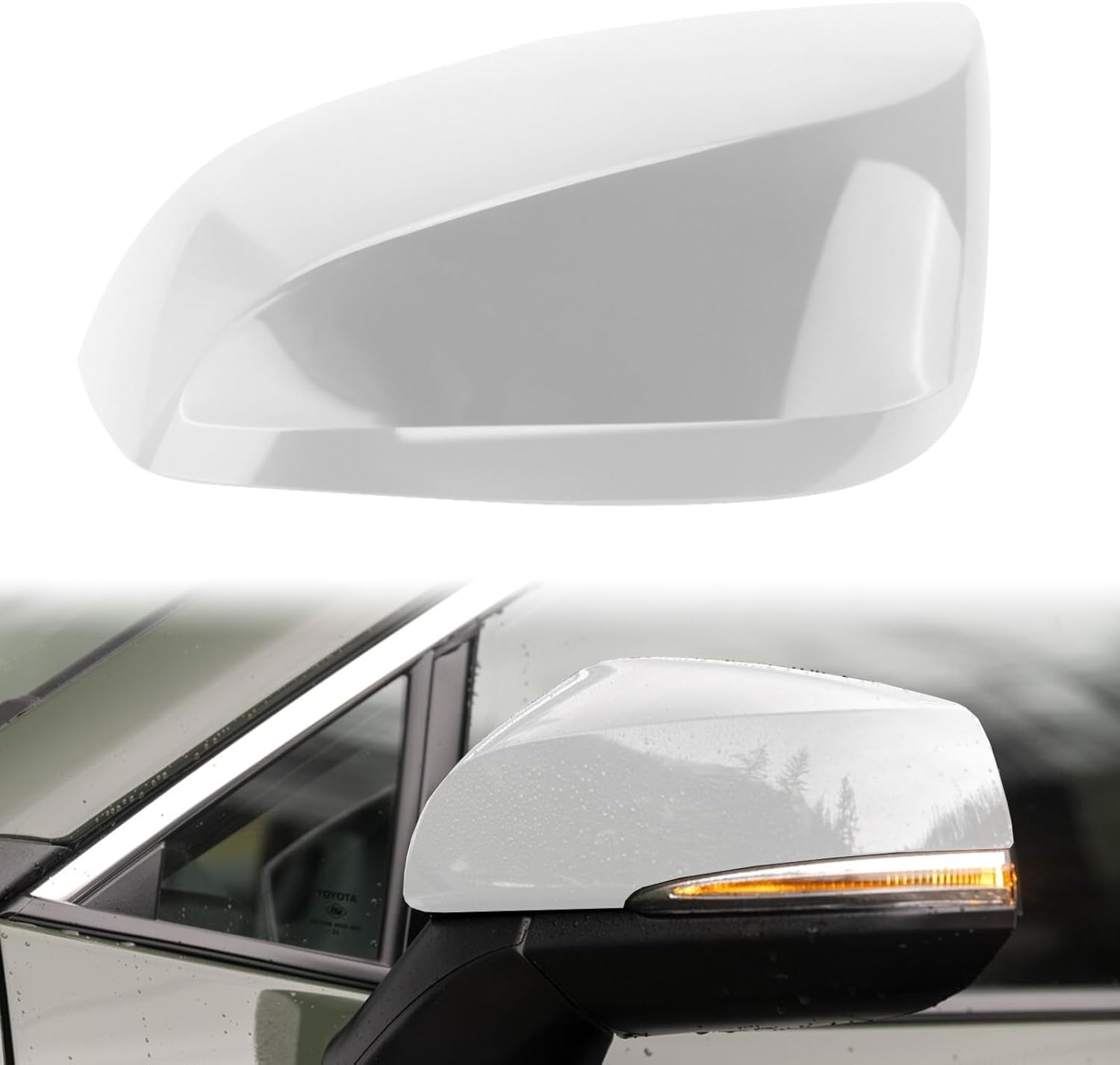 Covelta Left Mirror Cover Caps Replace for 2019-2025 Toyota RAV4 With Turn Signal Light (White)