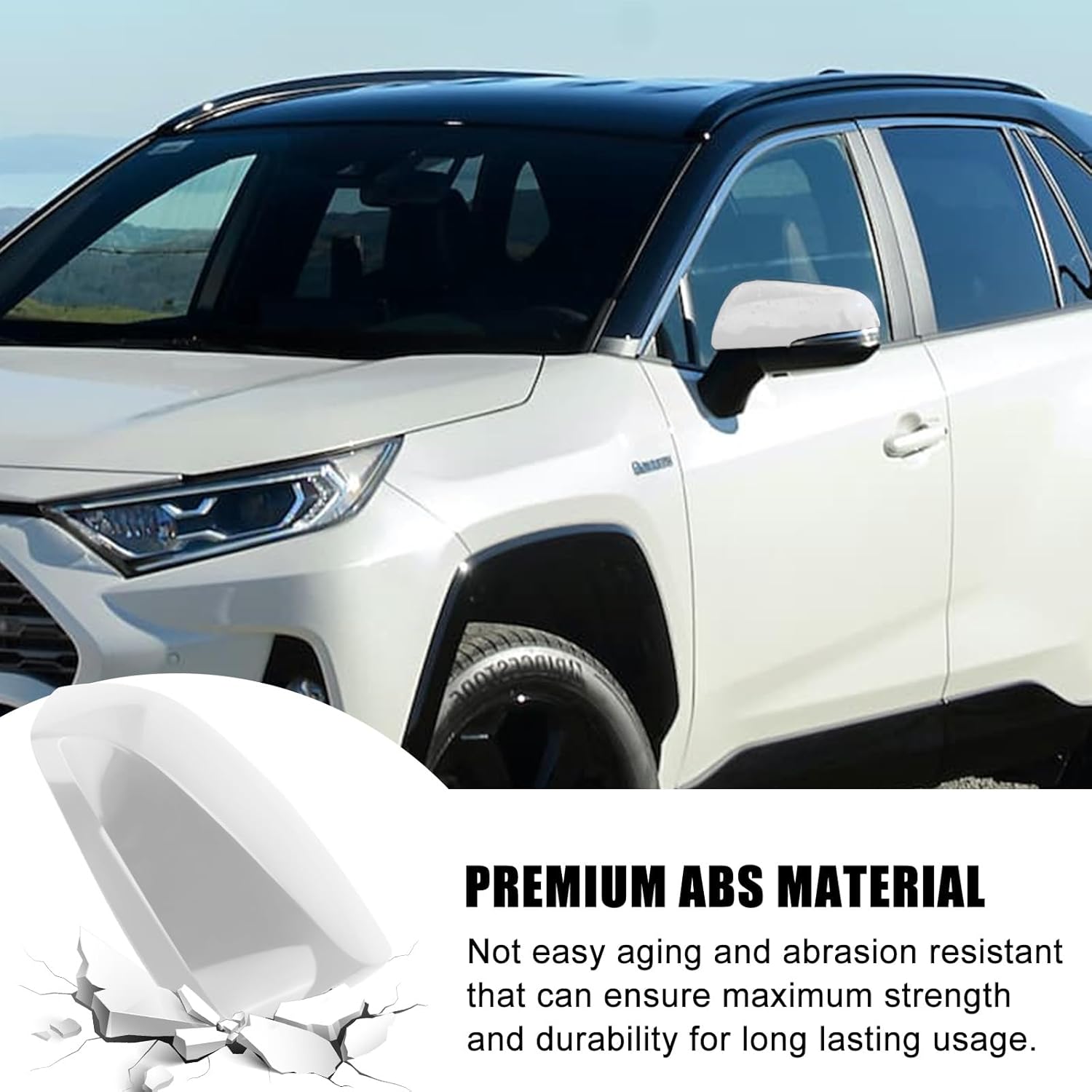 Covelta Left Mirror Cover Caps Replace for 2019-2025 Toyota RAV4 With Turn Signal Light (White)