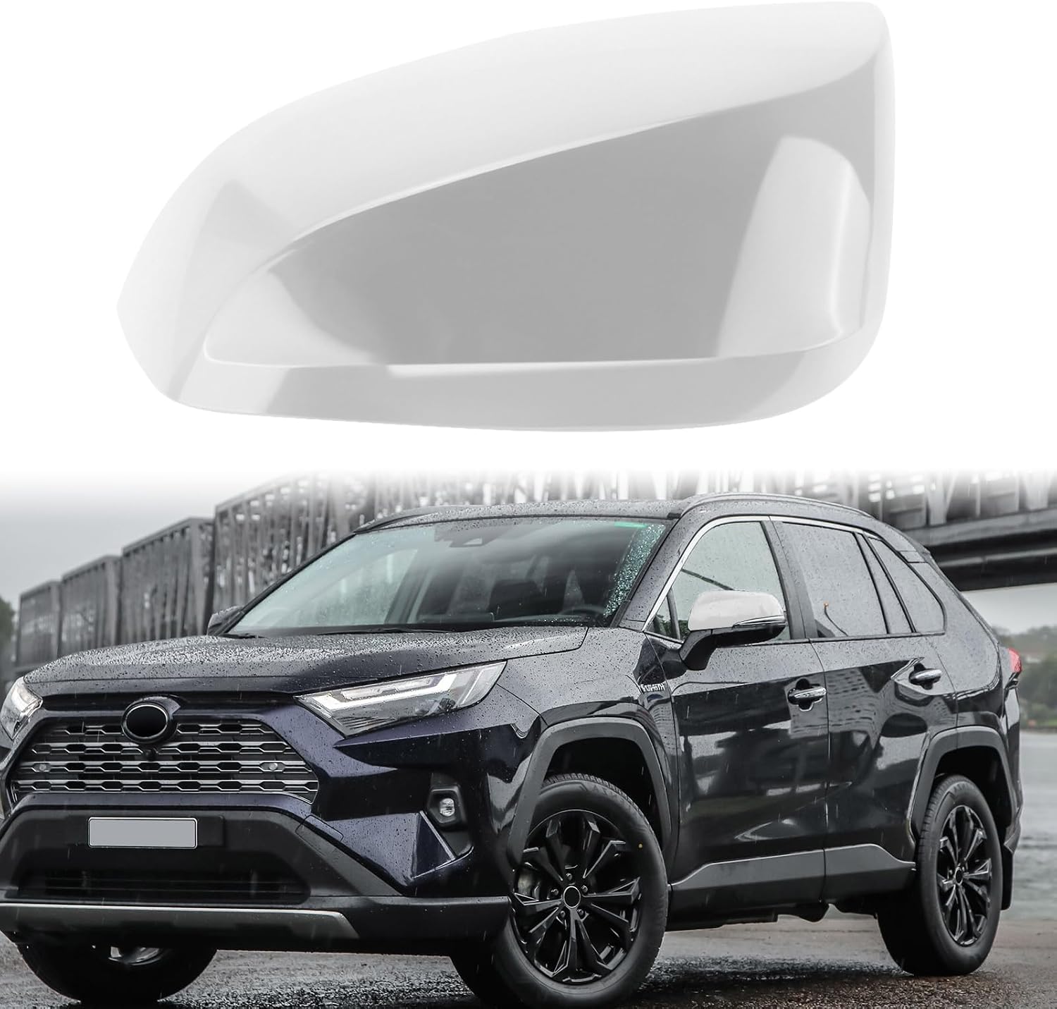 Covelta Left Mirror Cover Caps Replace for 2019-2025 Toyota RAV4 With Turn Signal Light (White)