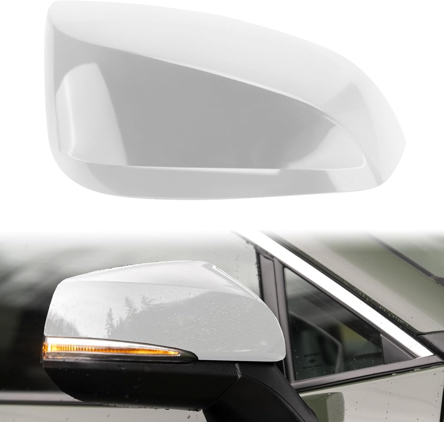 Covelta Right Mirror Cover Caps Replace for 2019-2025 Toyota RAV4 With Turn Signal Light (White)