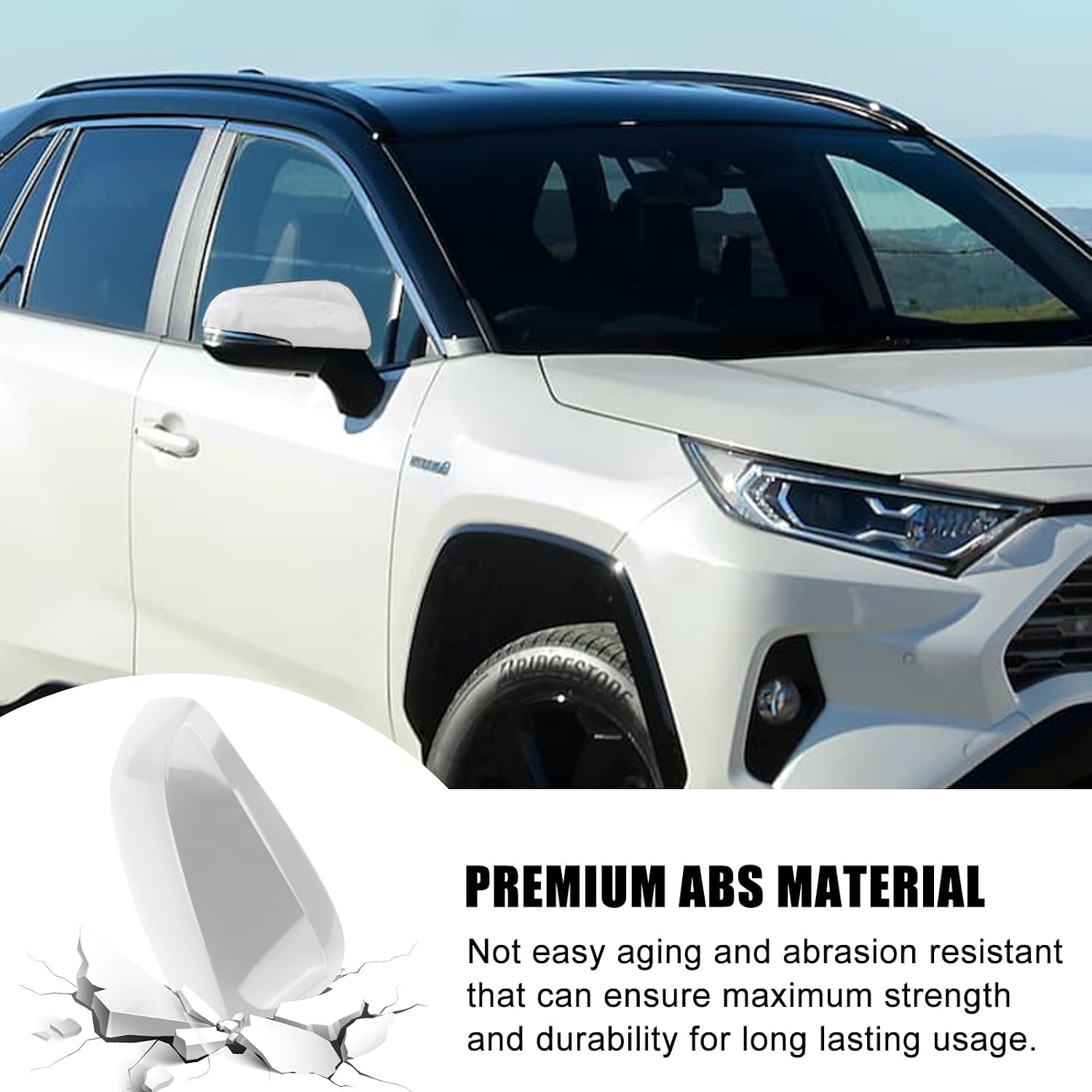 Covelta Right Mirror Cover Caps Replace for 2019-2025 Toyota RAV4 With Turn Signal Light (White)