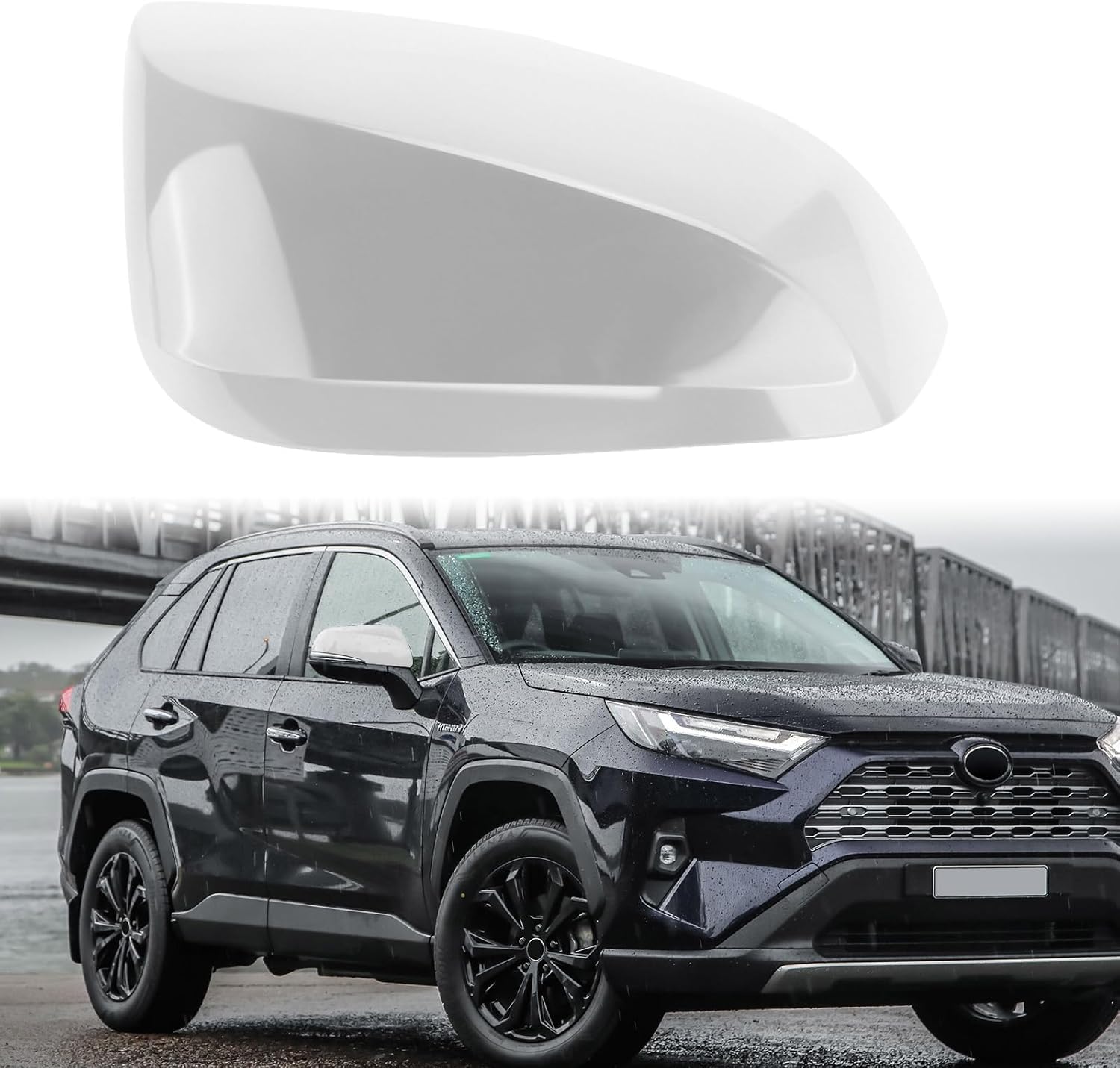 Covelta Right Mirror Cover Caps Replace for 2019-2025 Toyota RAV4 With Turn Signal Light (White)