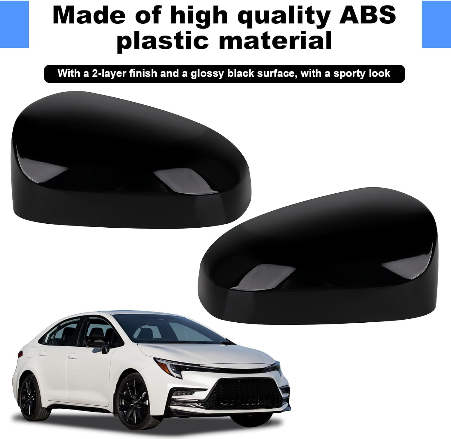 Covelta Mirror Cover Caps Replace for 2014-2019 Toyota Corolla Sedan Without Turn Signal Light