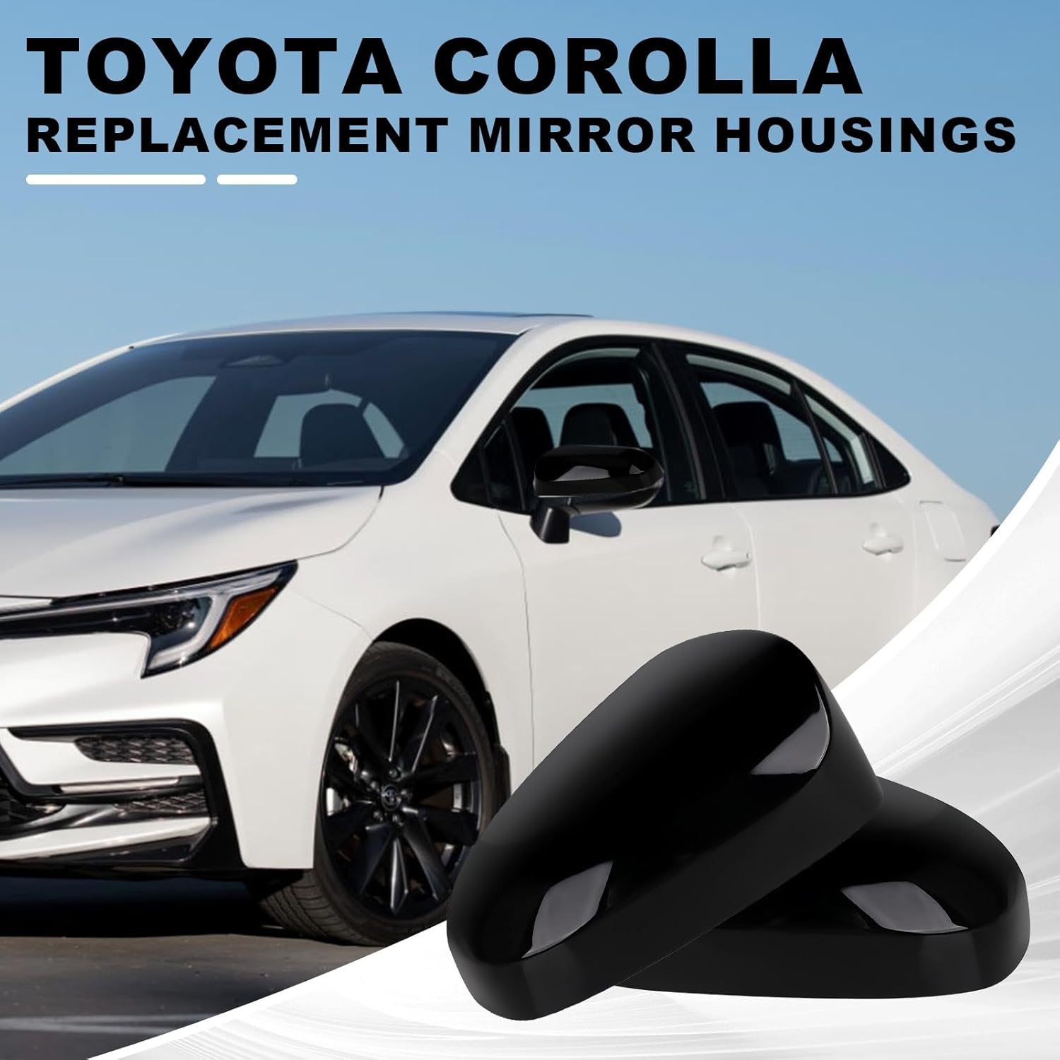 Covelta Mirror Cover Caps Replace for 2014-2019 Toyota Corolla Sedan Without Turn Signal Light