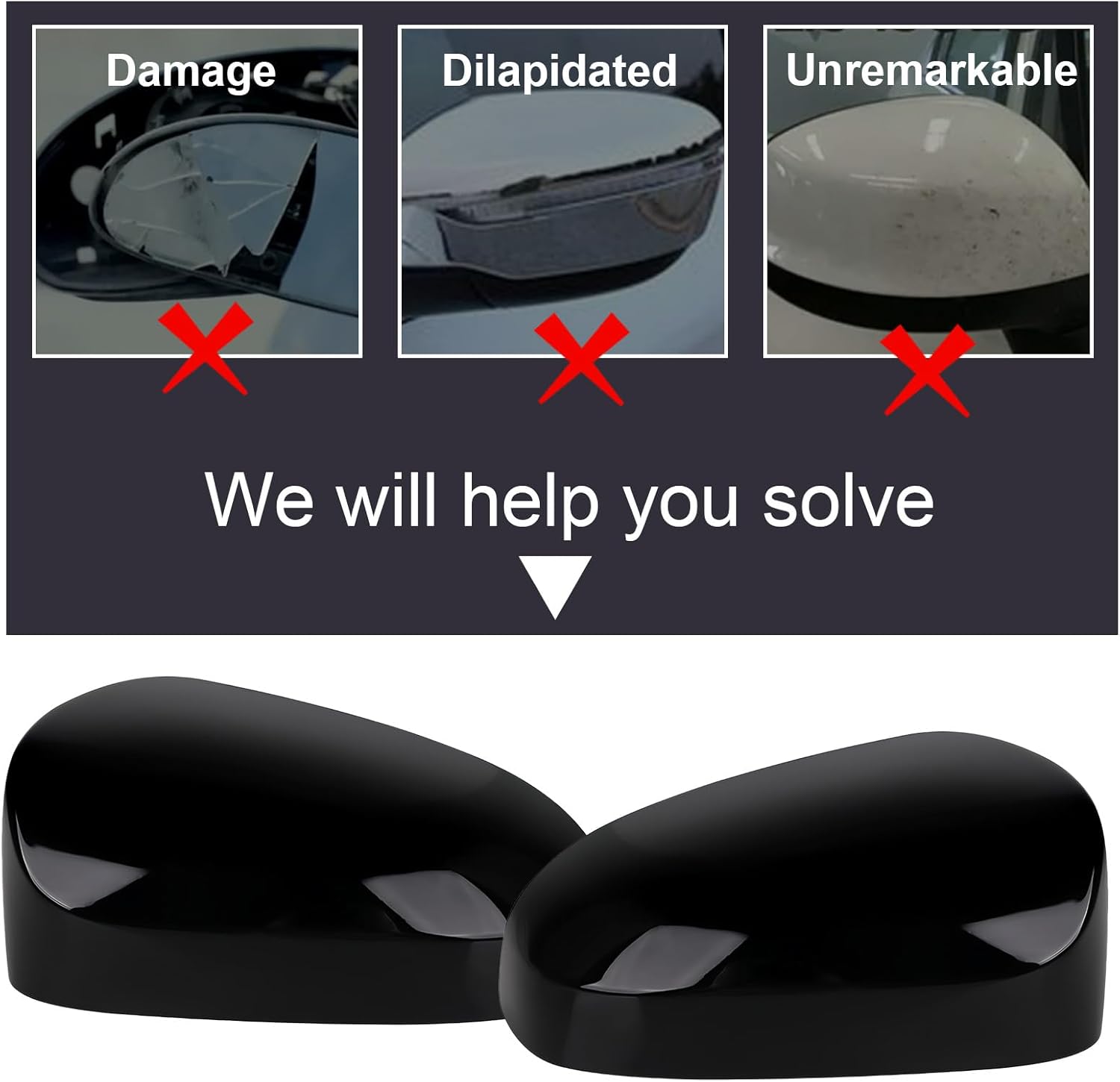 Covelta Mirror Cover Caps Replace for 2014-2019 Toyota Corolla Sedan Without Turn Signal Light