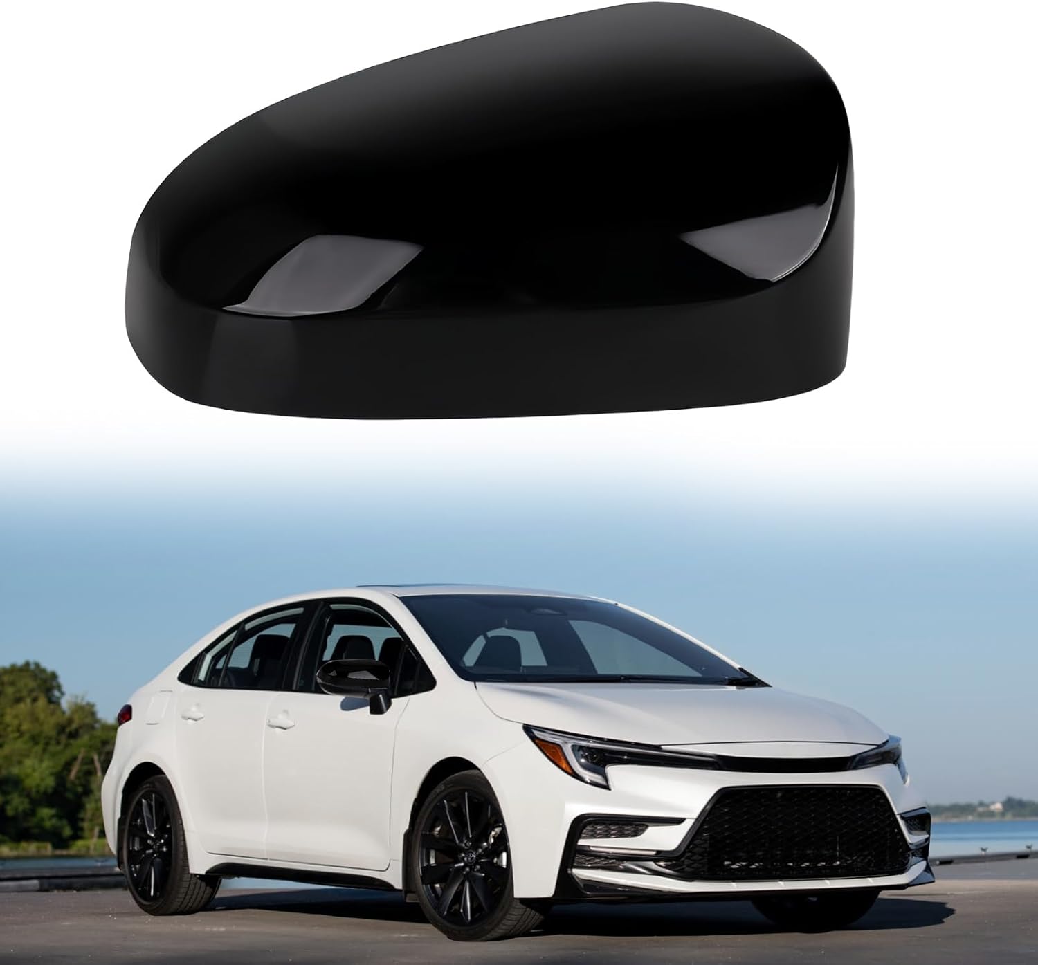 Covelta Right Mirror Cover Caps Replace for 2014-2019 Toyota Corolla Sedan Without Turn Signal Light(Black)