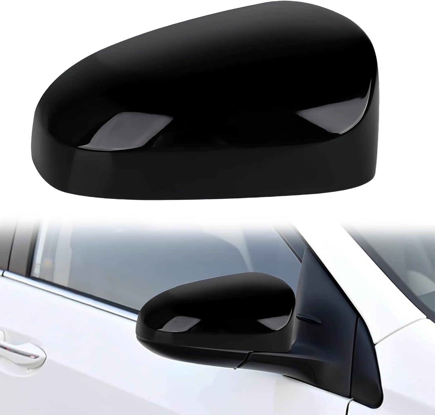 Covelta Right Mirror Cover Caps Replace for 2014-2019 Toyota Corolla Sedan Without Turn Signal Light(Black)