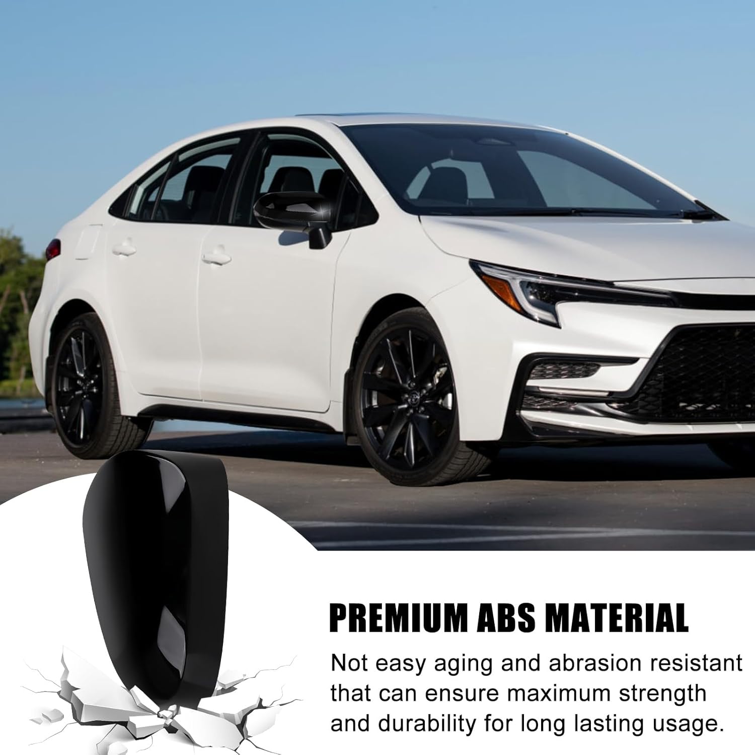 Covelta Right Mirror Cover Caps Replace for 2014-2019 Toyota Corolla Sedan Without Turn Signal Light(Black)