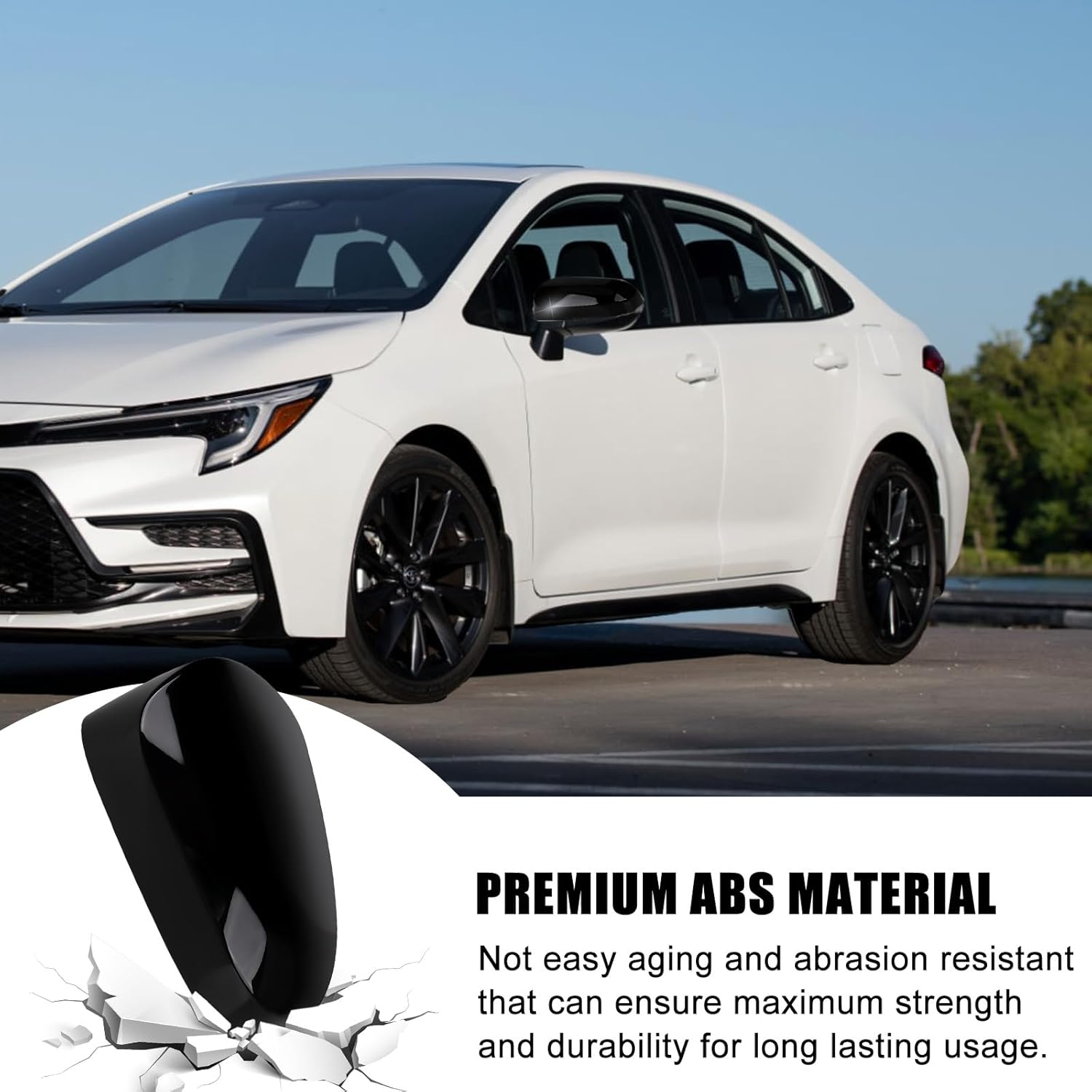 Covelta Left Mirror Cover Caps Replace for 2014-2019 Toyota Corolla Sedan Without Turn Signal Light