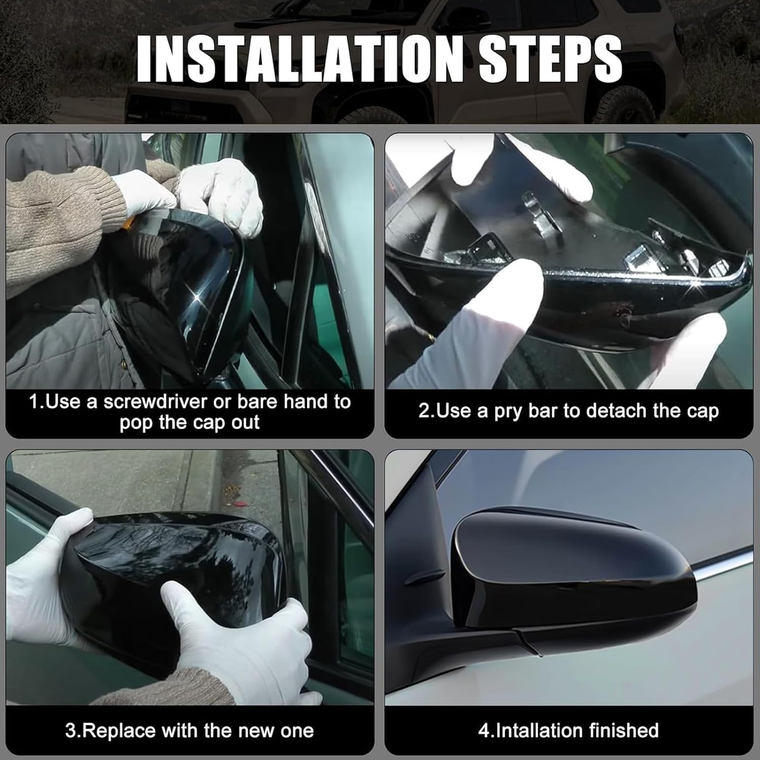Covelta Left Mirror Cover Caps Replace for 2014-2019 Toyota Corolla Sedan Without Turn Signal Light