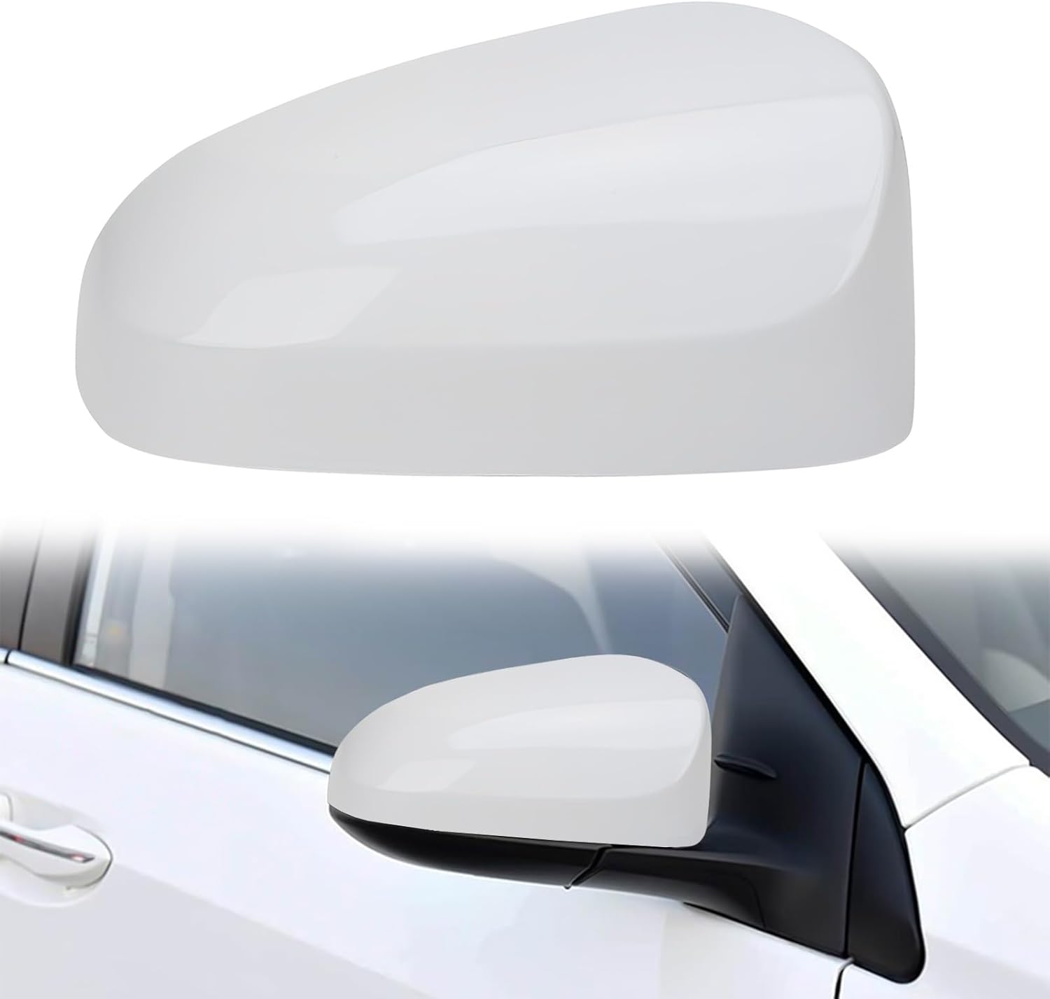 Covelta Right Mirror Cover Caps Replace for 2014-2019 Toyota Corolla Sedan Without Turn Signal Light(White)