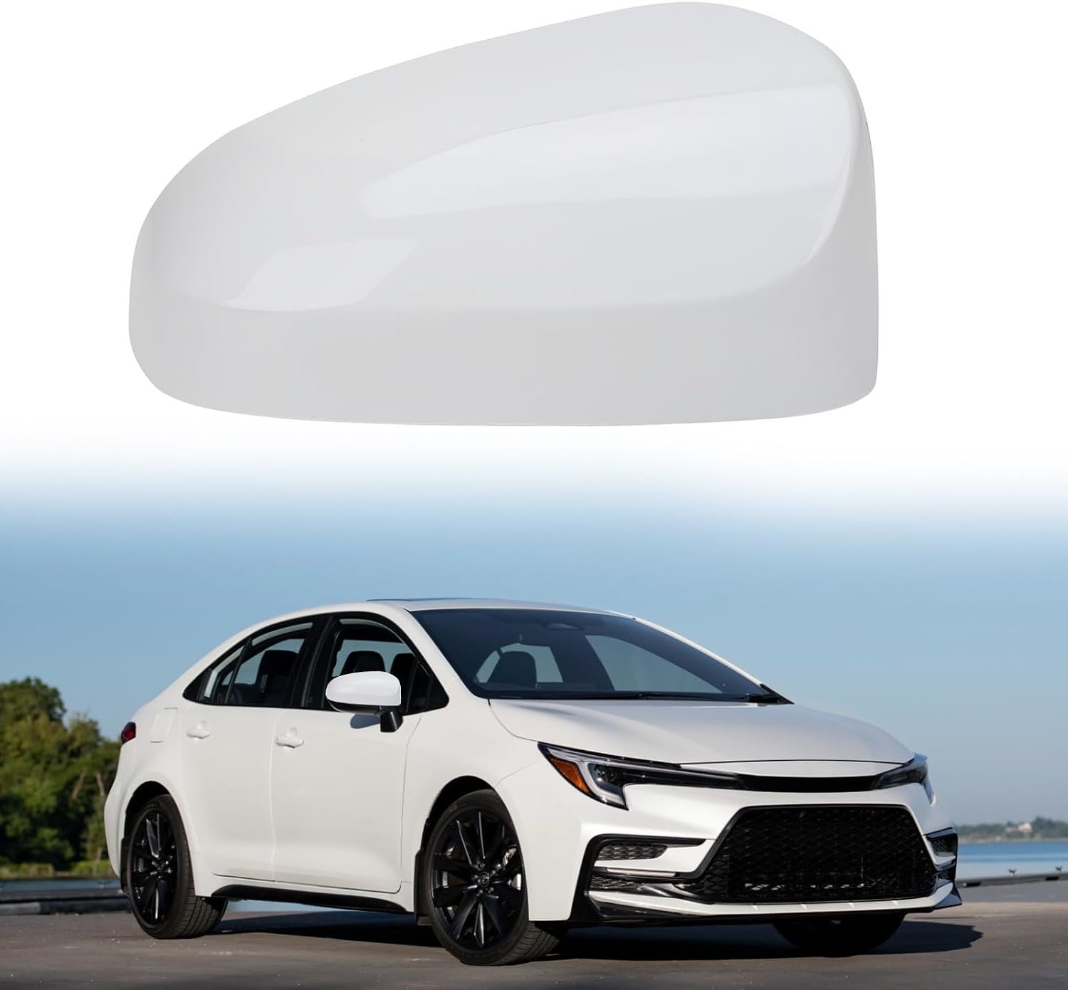 Covelta Right Mirror Cover Caps Replace for 2014-2019 Toyota Corolla Sedan Without Turn Signal Light(White)