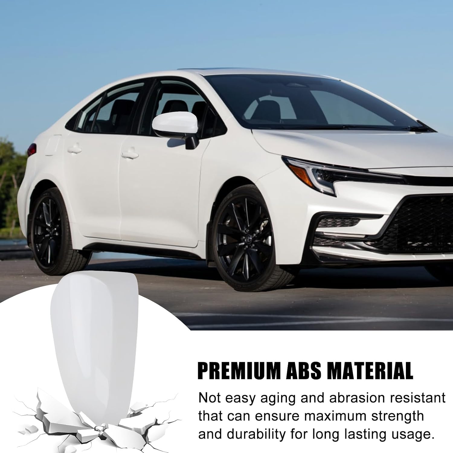 Covelta Right Mirror Cover Caps Replace for 2014-2019 Toyota Corolla Sedan Without Turn Signal Light(White)