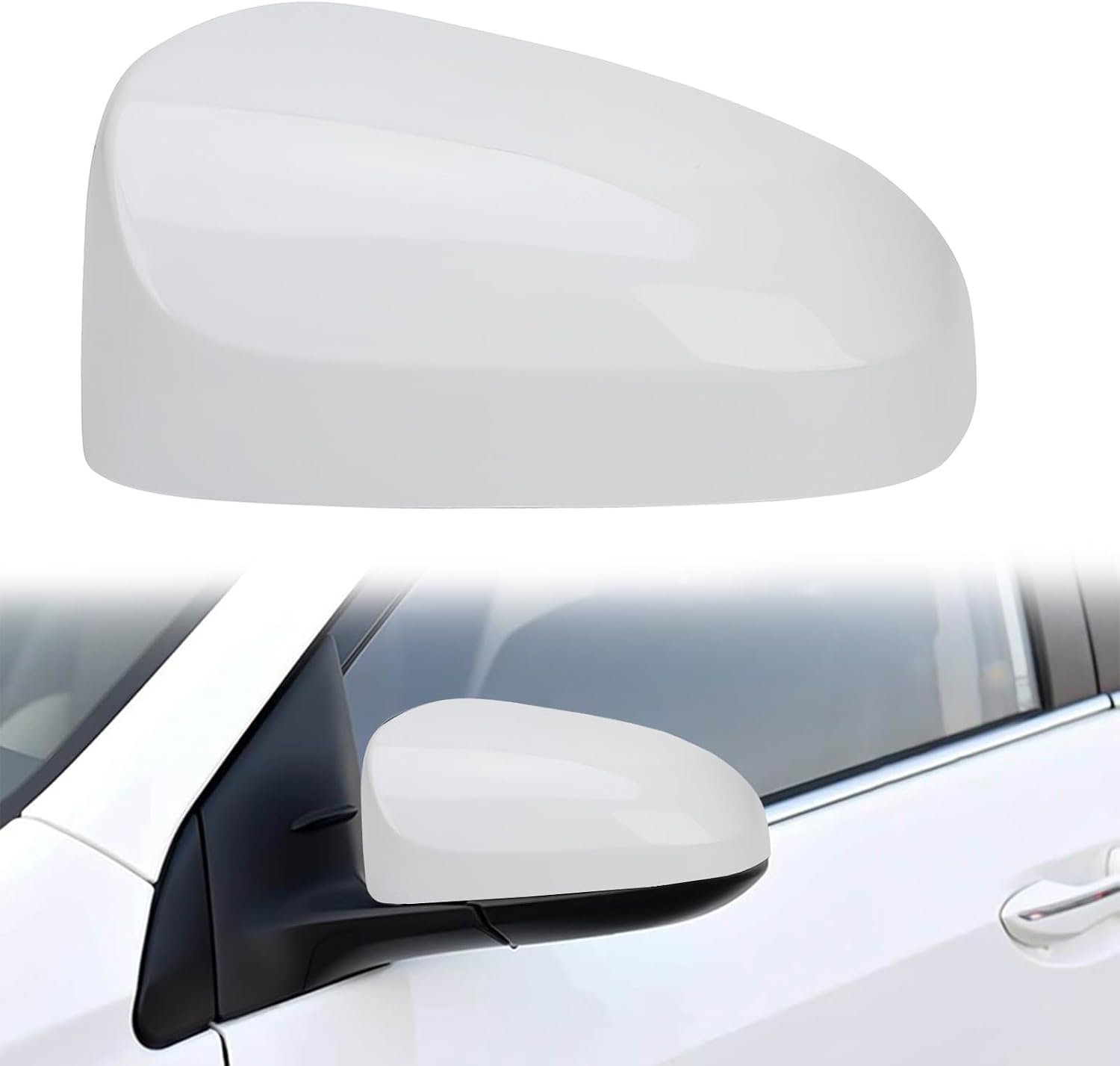 Covelta Left Mirror Cover Caps Replace for 2014-2019 Toyota Corolla Sedan Without Turn Signal Light(White)