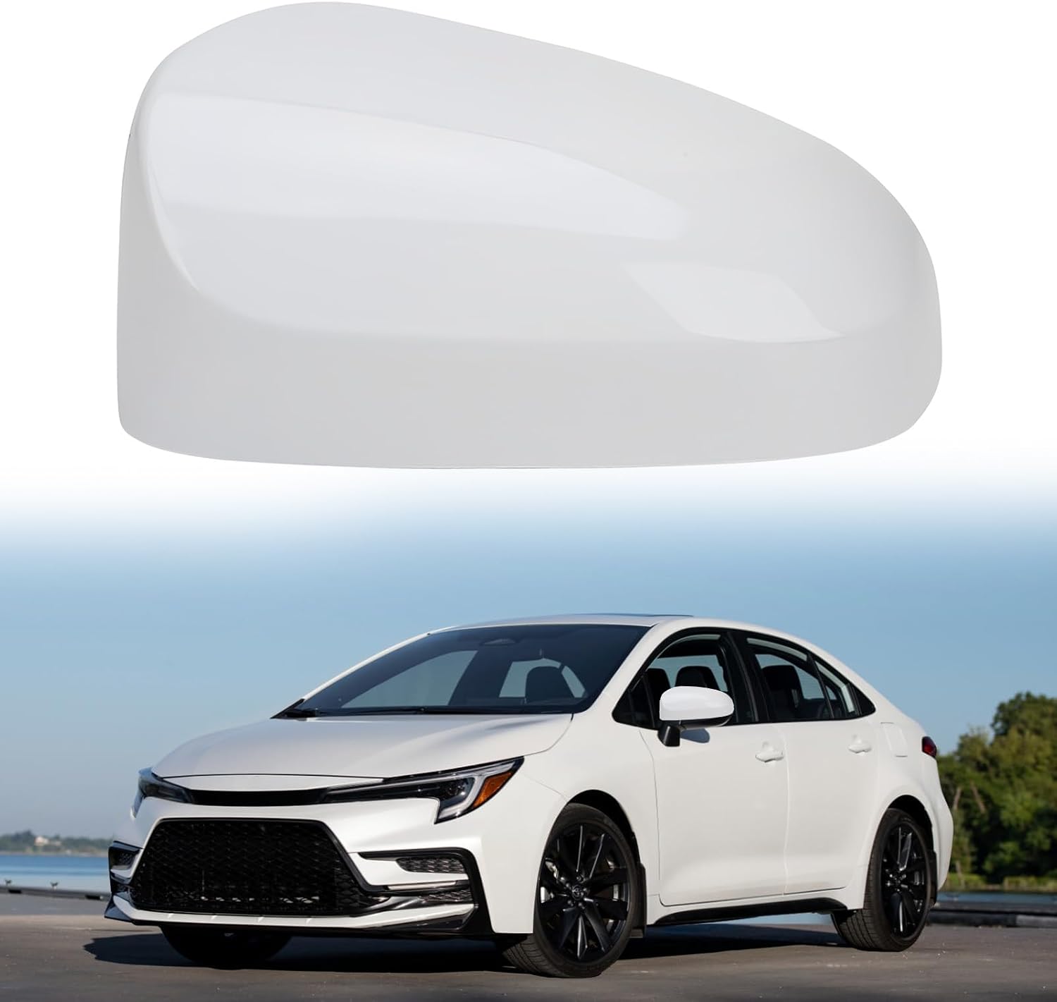 Covelta Left Mirror Cover Caps Replace for 2014-2019 Toyota Corolla Sedan Without Turn Signal Light(White)