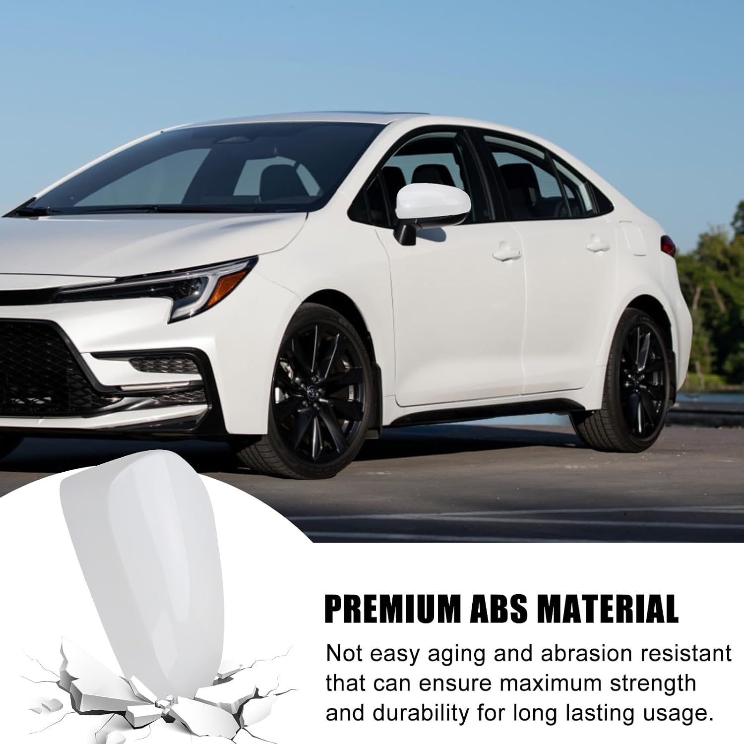 Covelta Left Mirror Cover Caps Replace for 2014-2019 Toyota Corolla Sedan Without Turn Signal Light(White)