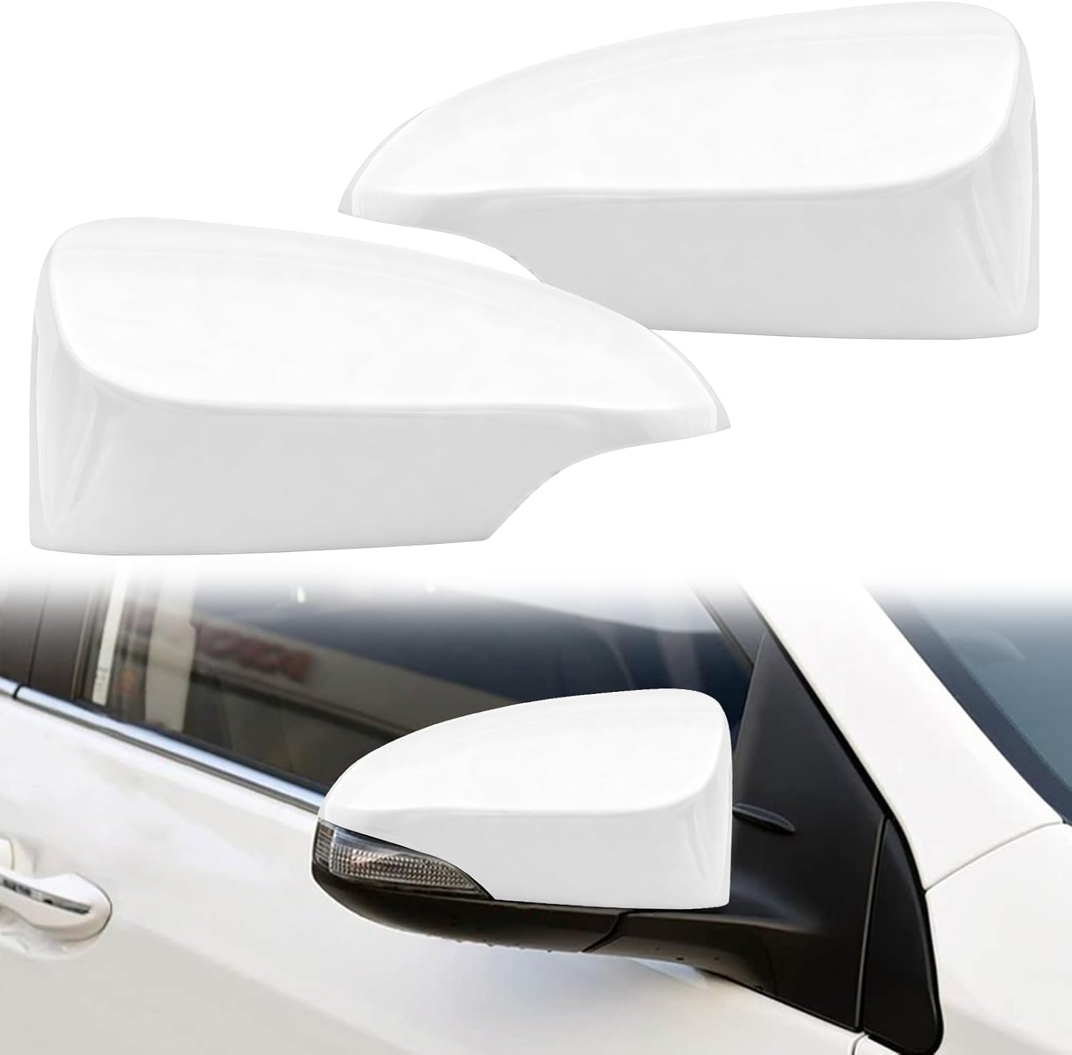 Covelta Mirror Cover Caps Replace for 2014-2019 Toyota Corolla Hatchback With Turn Signal(White)