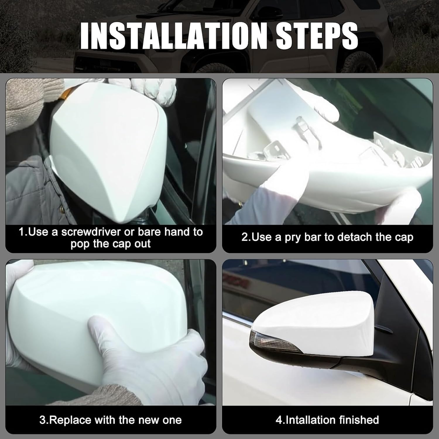 Covelta Mirror Cover Caps Replace for 2014-2019 Toyota Corolla Hatchback With Turn Signal(White)