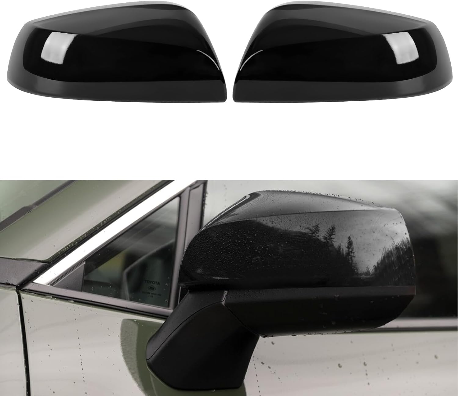Covelta Mirror Cover Caps Replace for 2019-2025 Toyota RAV4 LE & LE Hybrid Without Turn Signal(Black)