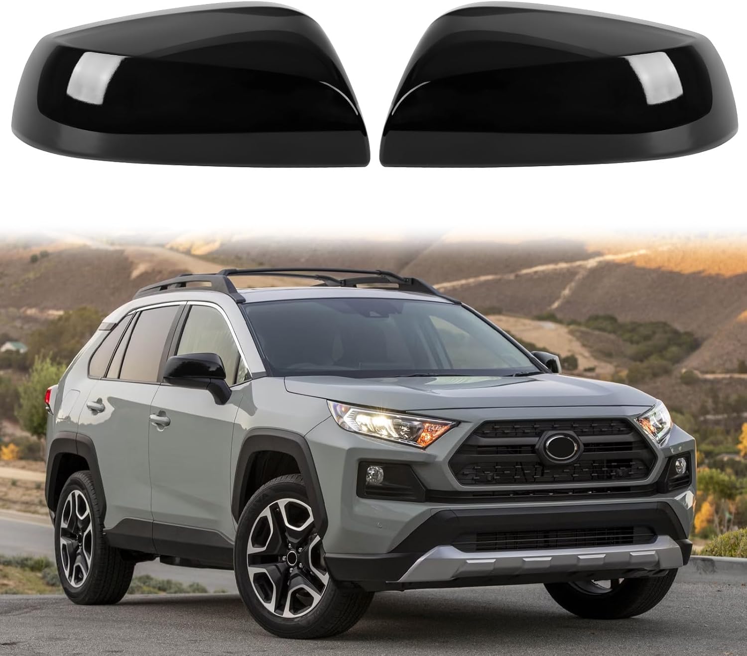 Covelta Mirror Cover Caps Replace for 2019-2025 Toyota RAV4 LE & LE Hybrid Without Turn Signal(Black)