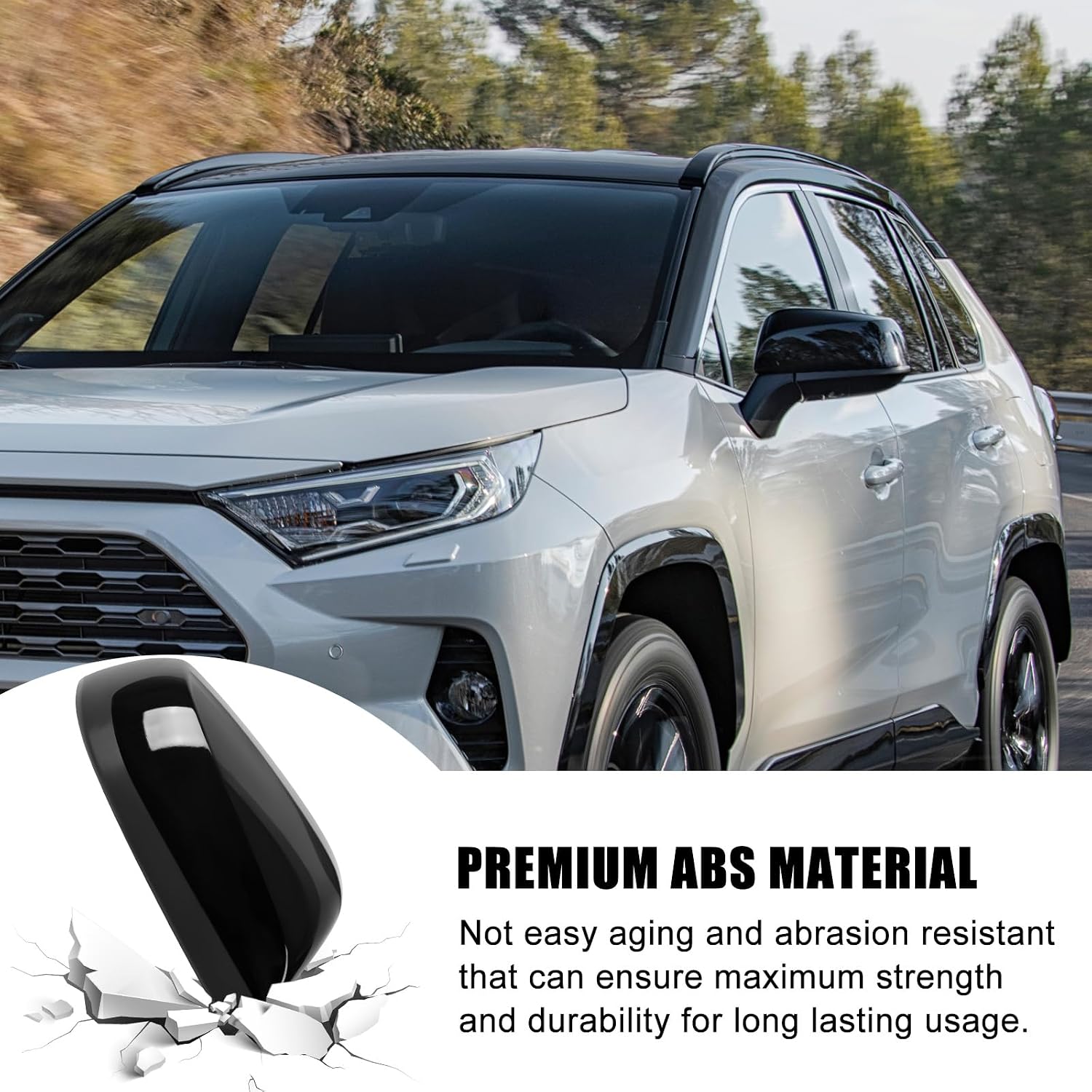 Covelta Mirror Cover Caps Replace for 2019-2025 Toyota RAV4 LE & LE Hybrid Without Turn Signal(Black)