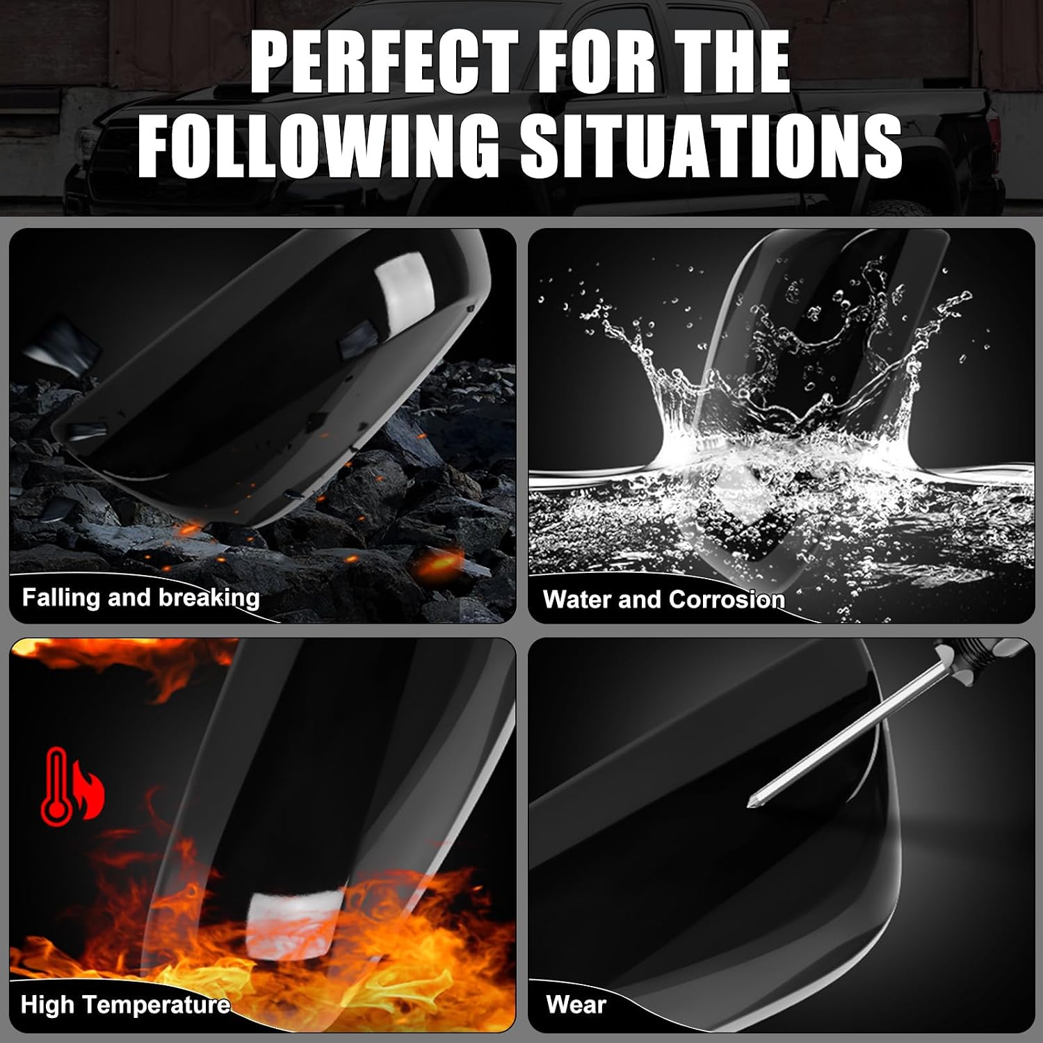 Covelta Right Mirror Cover Caps Replace for 2019-2025 Toyota RAV4 LE & LE Hybrid Without Turn Signal(Black)
