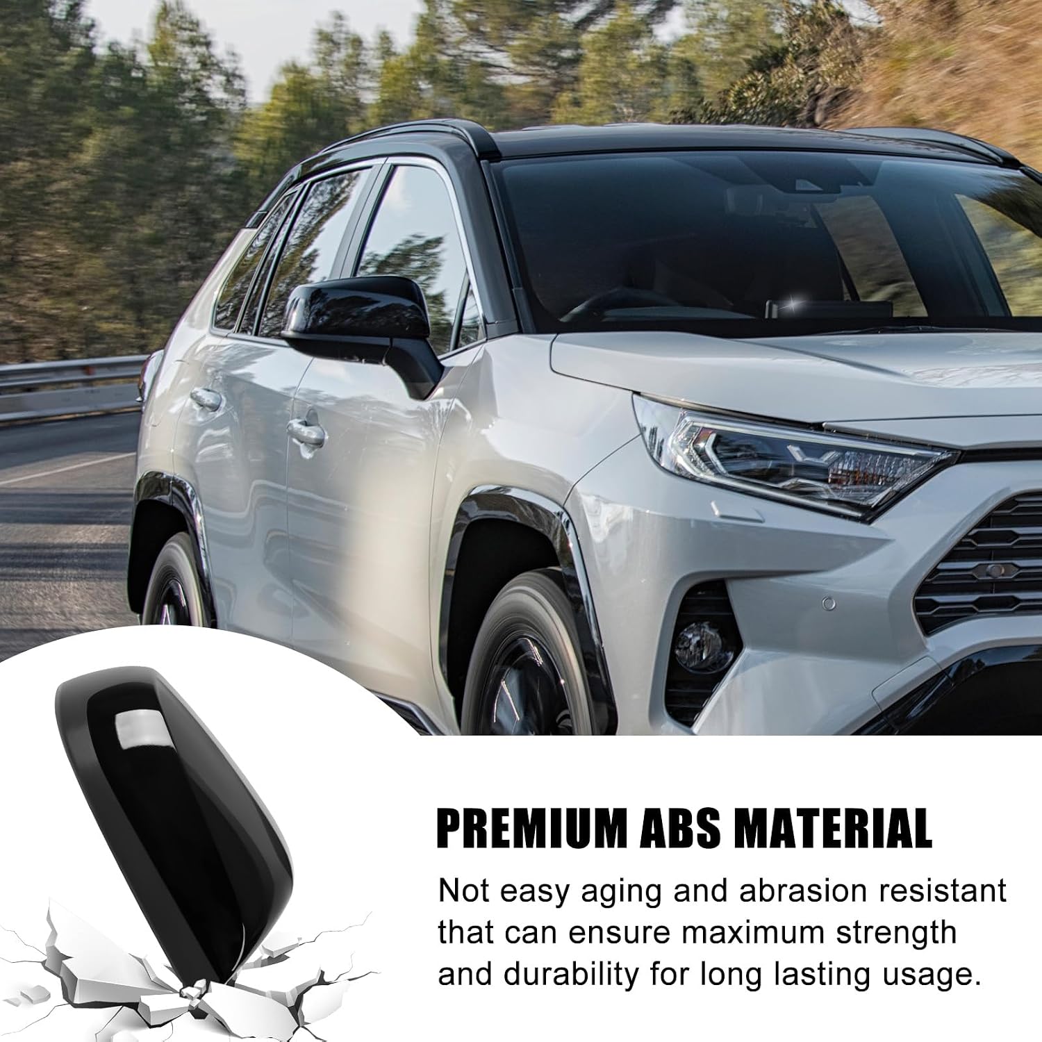 Covelta Left Mirror Cover Caps Replace for 2019-2025 Toyota RAV4 LE & LE Hybrid Without Turn Signal(Black)