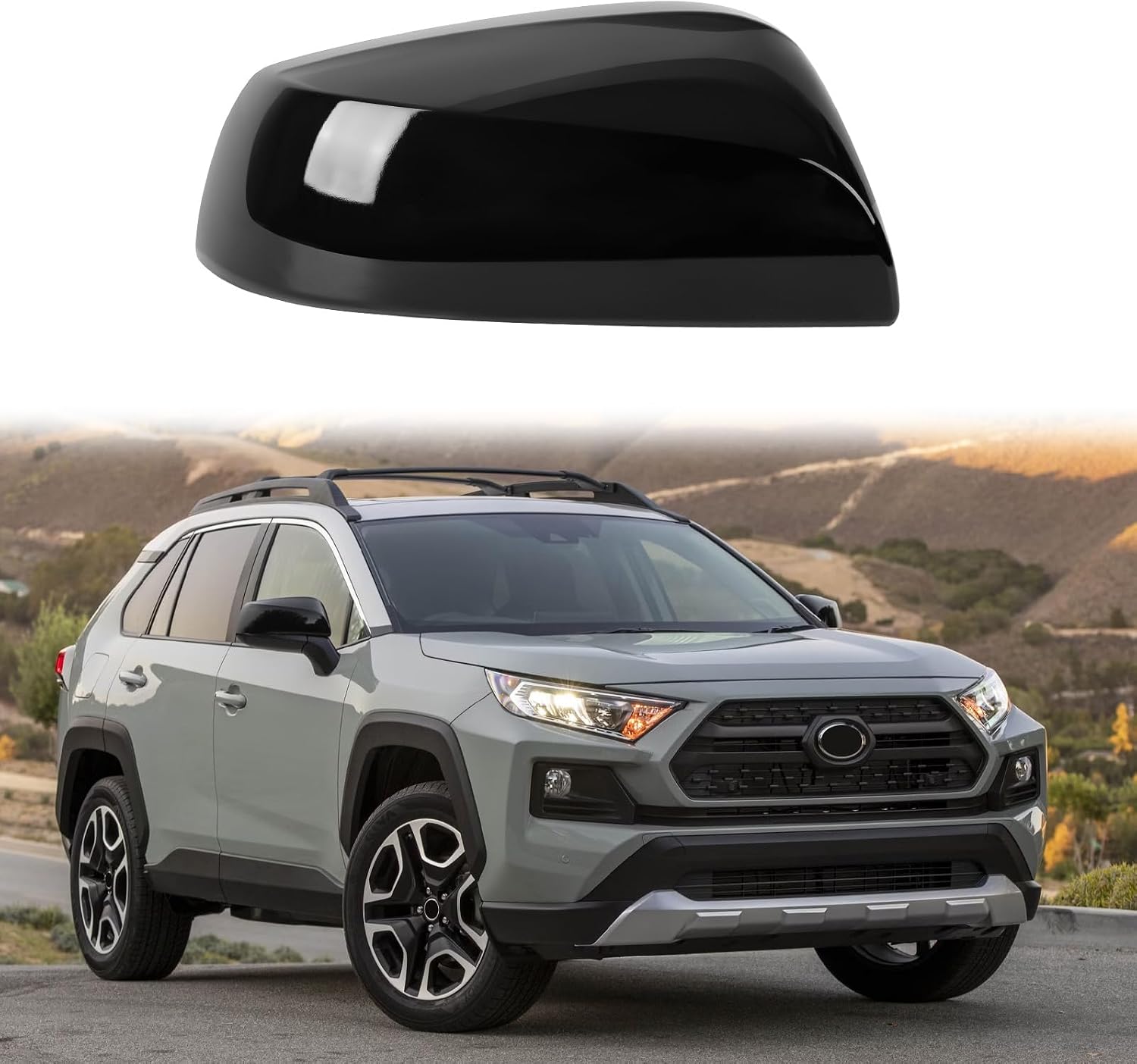Covelta Left Mirror Cover Caps Replace for 2019-2025 Toyota RAV4 LE & LE Hybrid Without Turn Signal(Black)